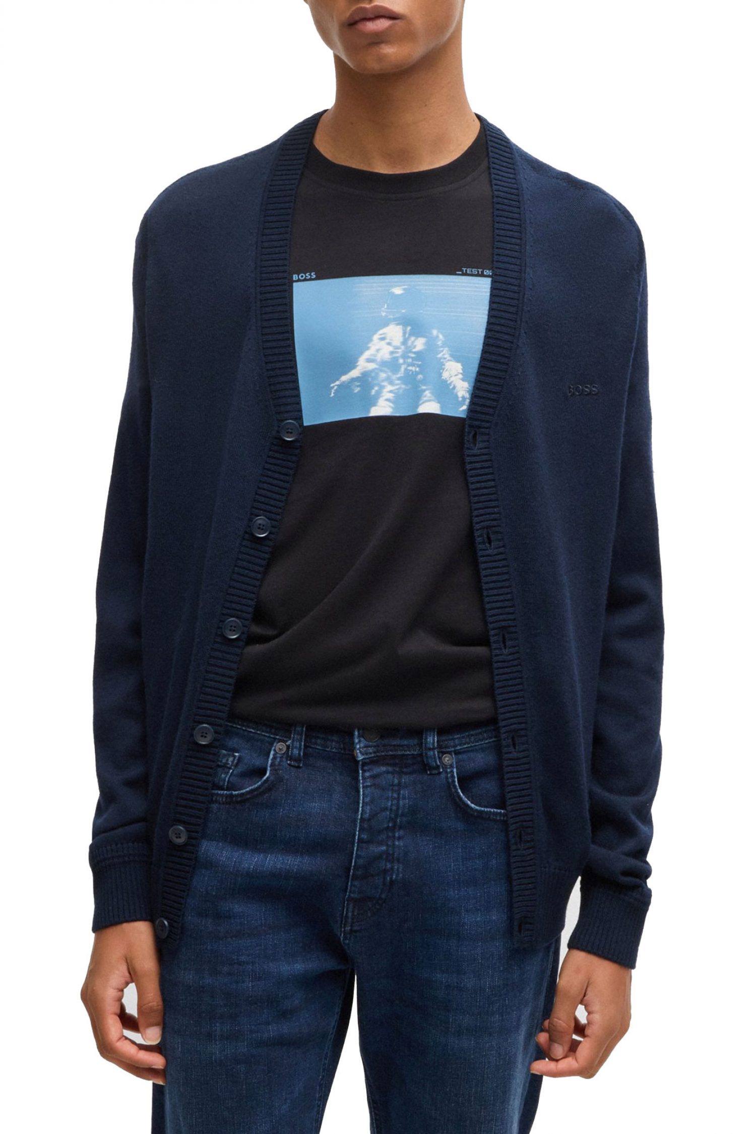 BOSS CASUAL ΠΛΕΚΤΟ FULL BUTTON AVEC CD ΜΠΛΕ