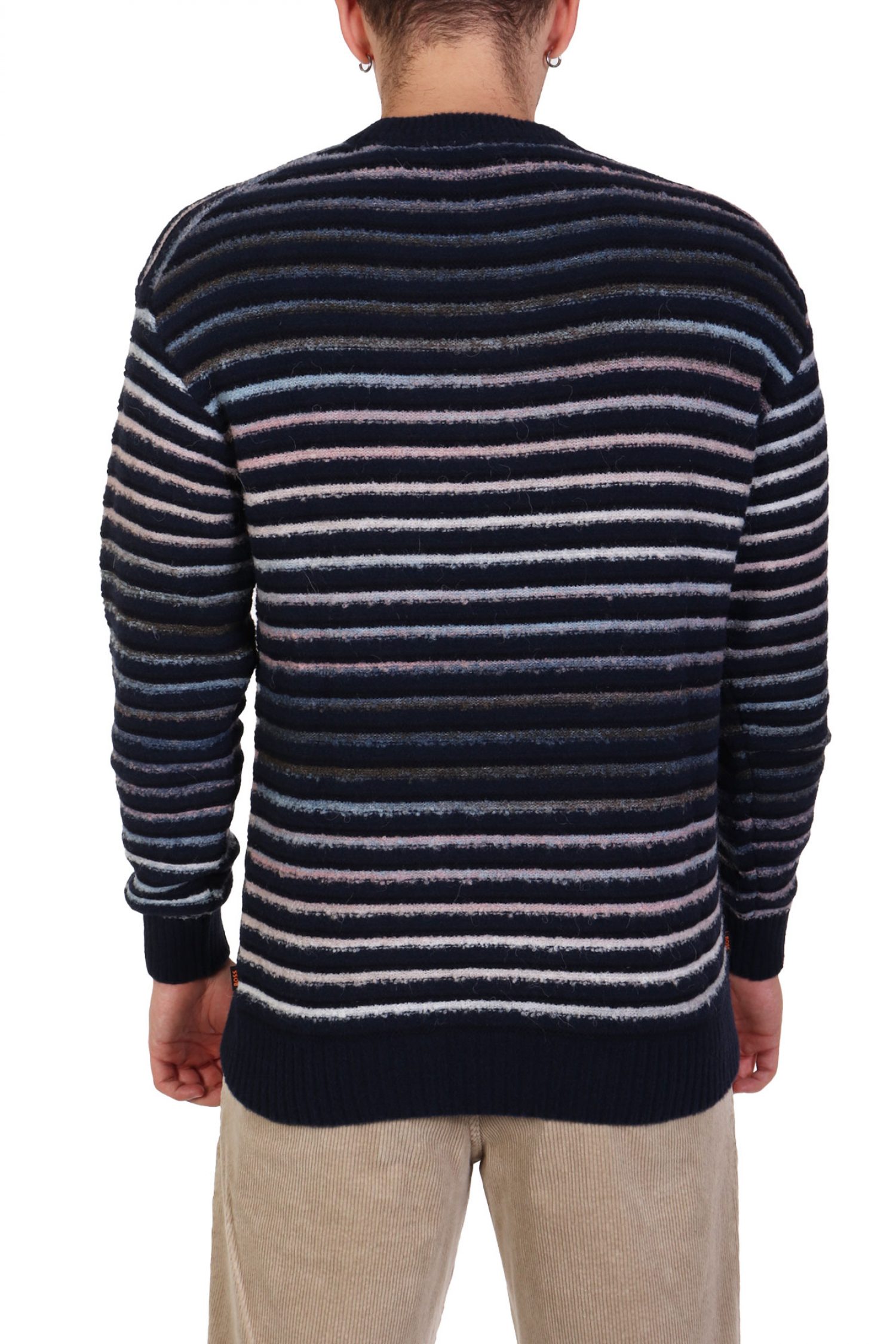 BOSS CASUAL ΠΛΕΚΤΟ CREW NECK ΡΙΓΕ ATUM ΜΠΛΕ φωτογραφία