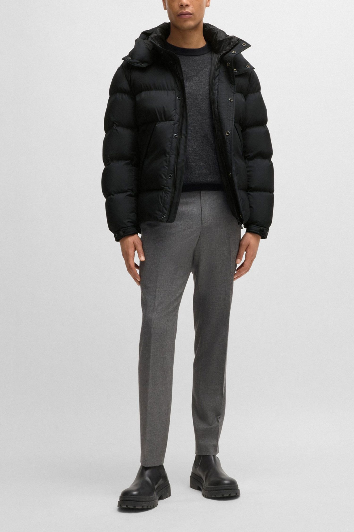 BOSS ΜΠΟΥΦΑΝ PUFFER ΑΠΟΣΠΩΜΕΝΗ ΚΟΥΚΟΥΛΑ H-COMBINIAN3 ΜΑΥΡΟ φωτογραφία