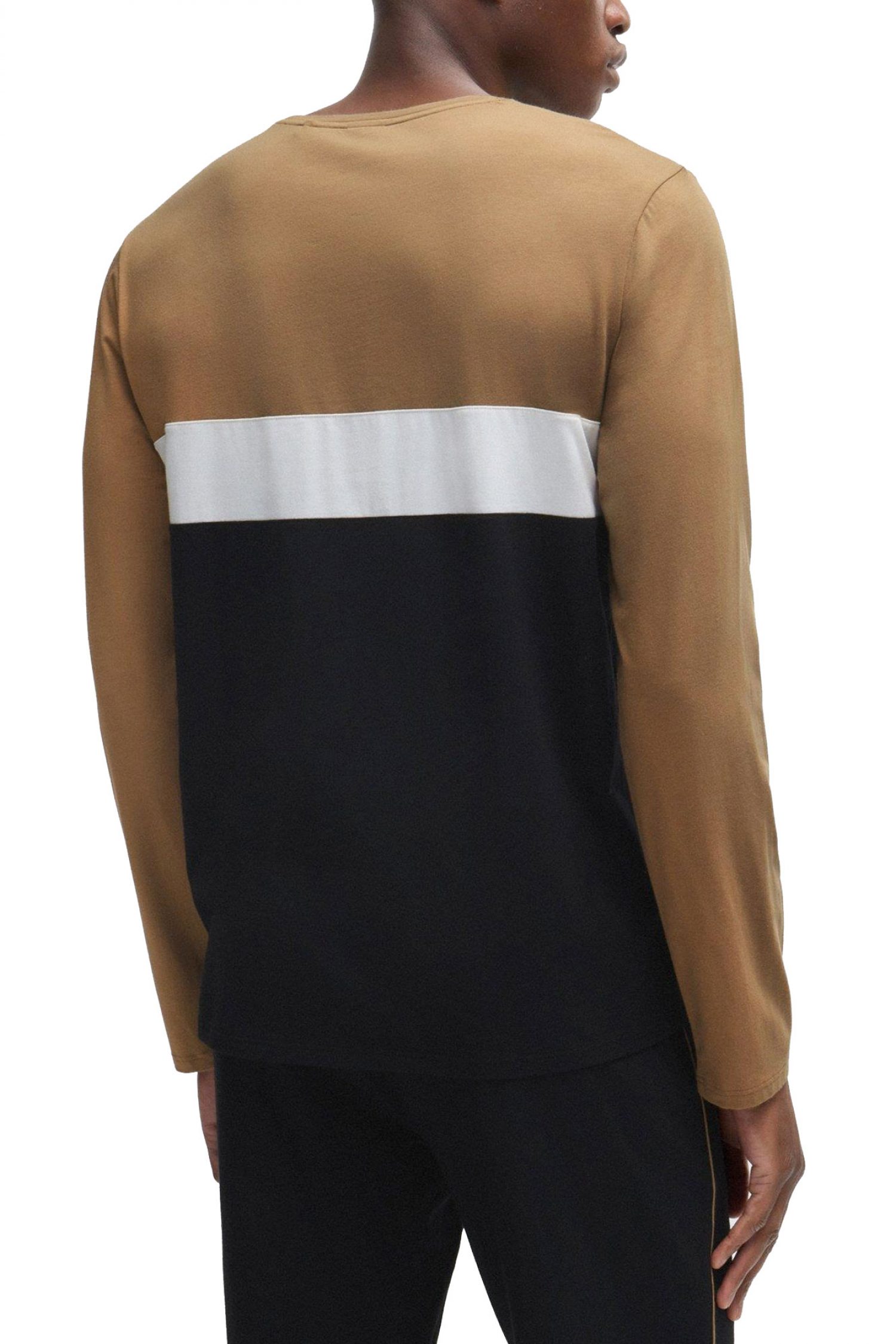 BOSS BODYWEAR T-SHIRT BALANCE-LS-SHIRT ΜΑΥΡΟ-ΛΕΥΚΟ-ΜΠΕΖ