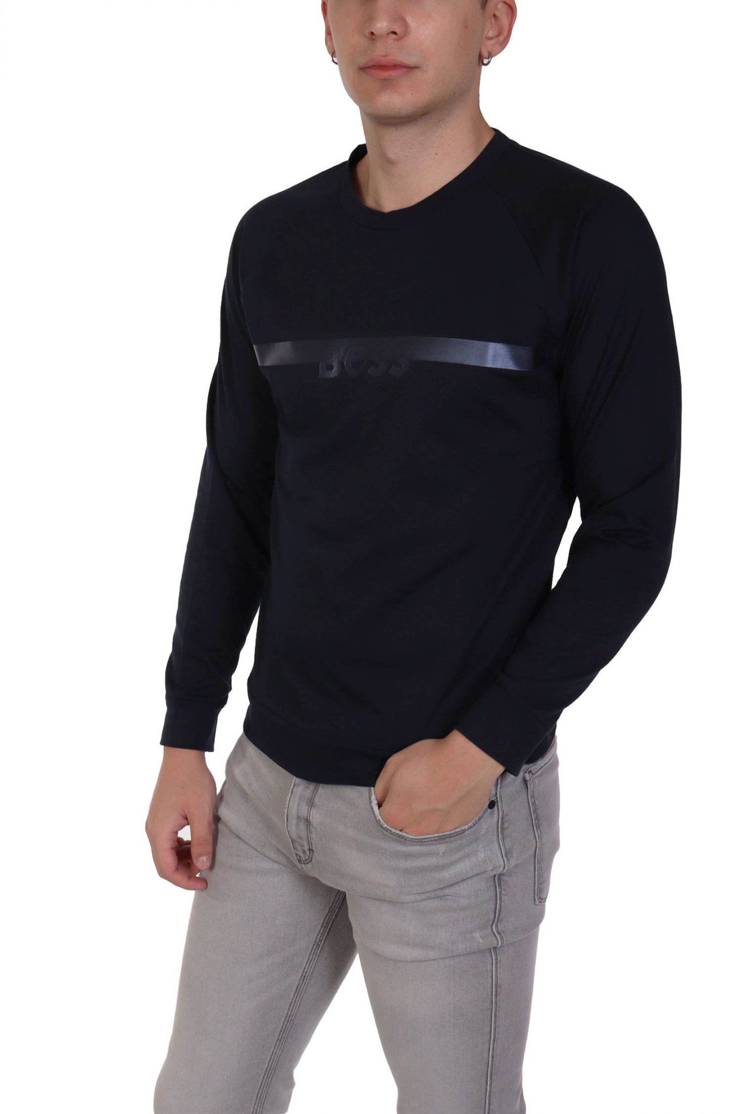 BOSS HOMEWEAR ΦΟΥΤΕΡ CREW NECK AUTHENTIC SWEATSHIRT ΜΠΛΕ