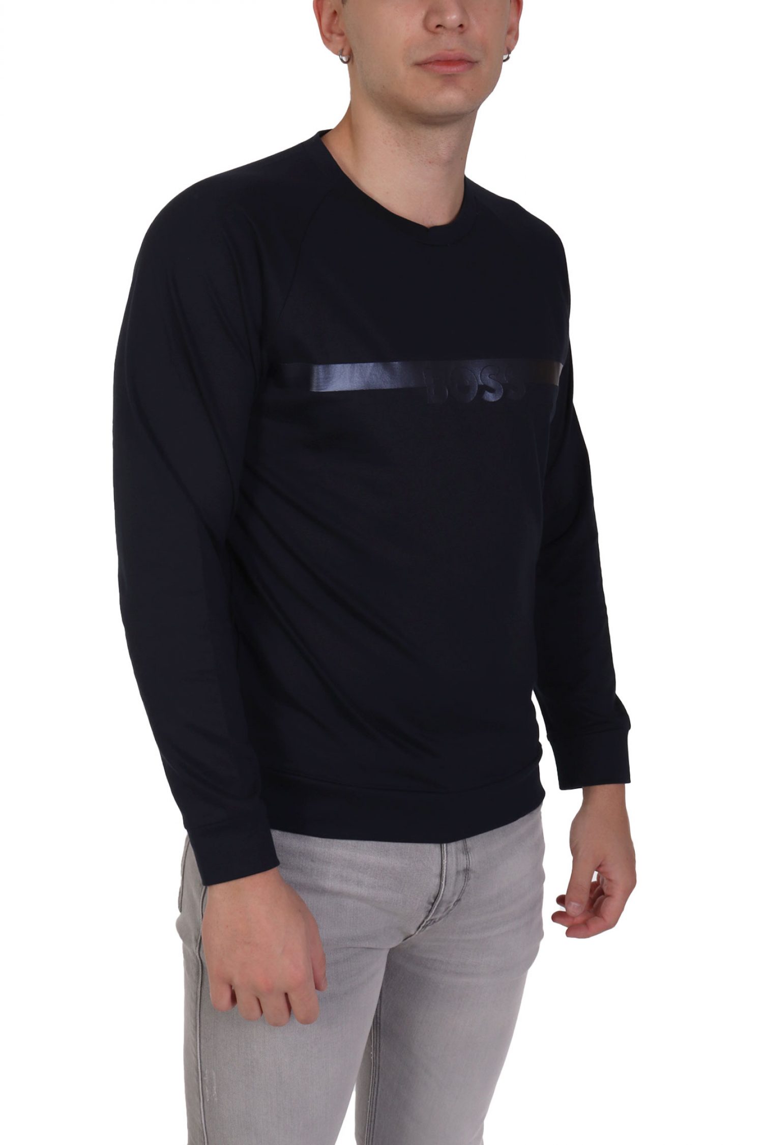 BOSS HOMEWEAR ΦΟΥΤΕΡ CREW NECK AUTHENTIC SWEATSHIRT ΜΠΛΕ