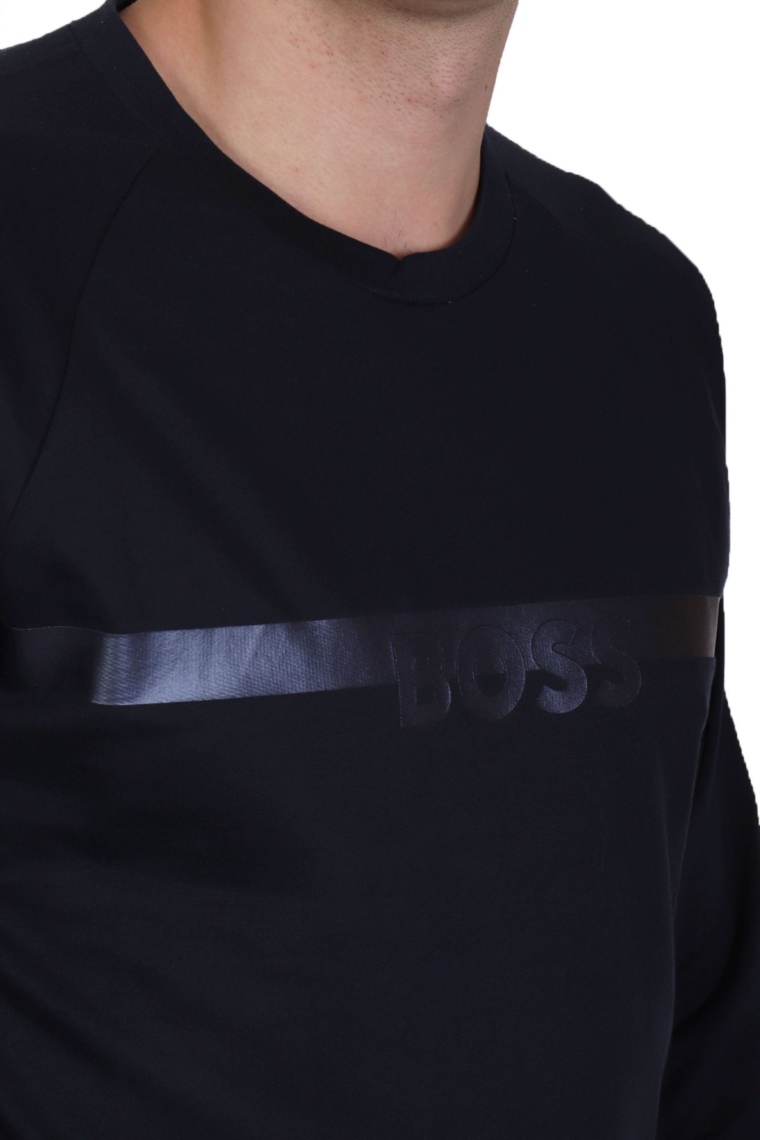 BOSS HOMEWEAR ΦΟΥΤΕΡ CREW NECK AUTHENTIC SWEATSHIRT ΜΠΛΕ