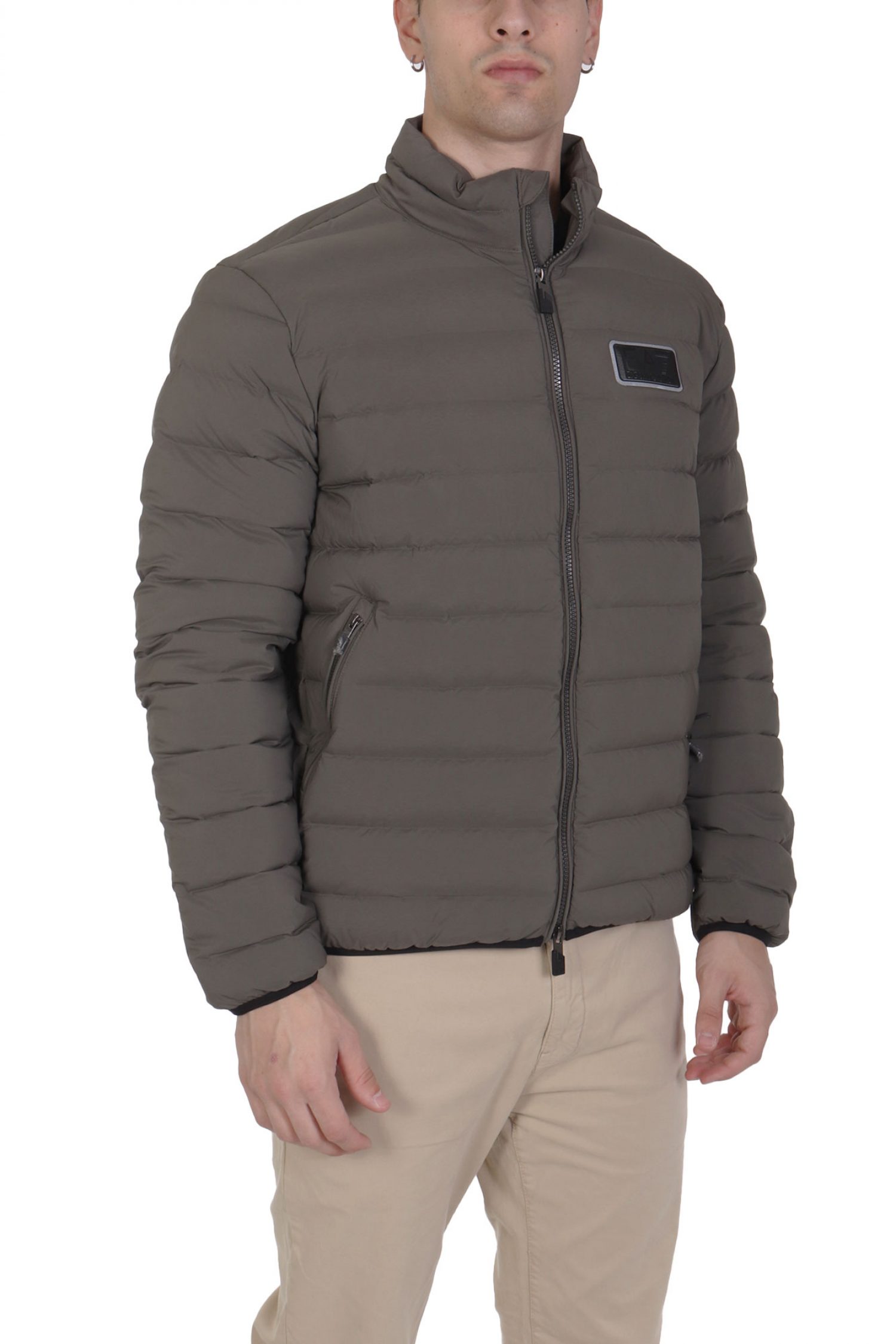 ARMANI 7 ΜΠΟΥΦΑΝ PUFFER LOGO ΓΚΡΙ-ΧΑΚΙ