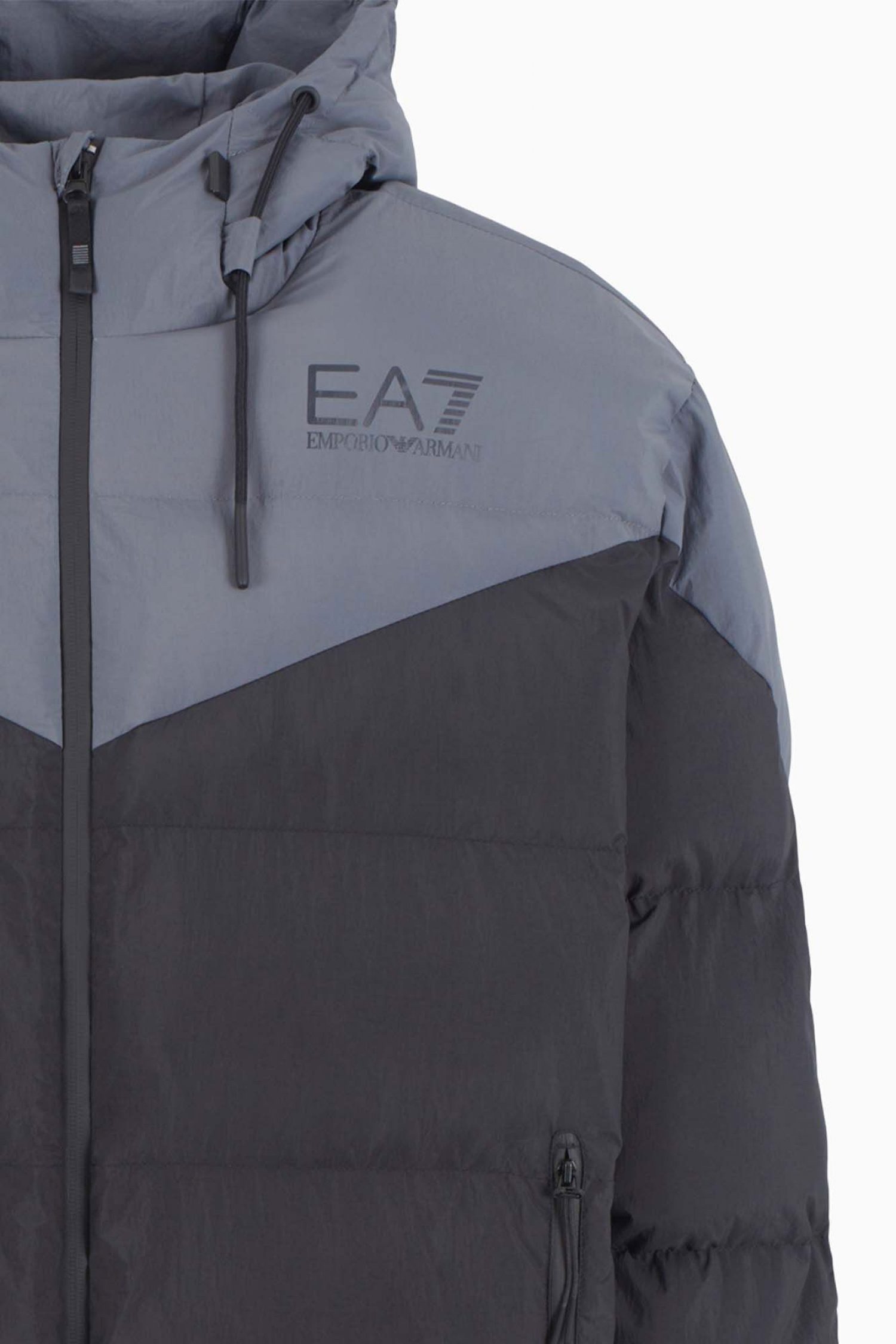 ARMANI 7 ΜΠΟΥΦΑΝ ΦΟΥΣΚΩΤΟ HOODIE LOGO ΜΑΥΡΟ-ΓΚΡΙ