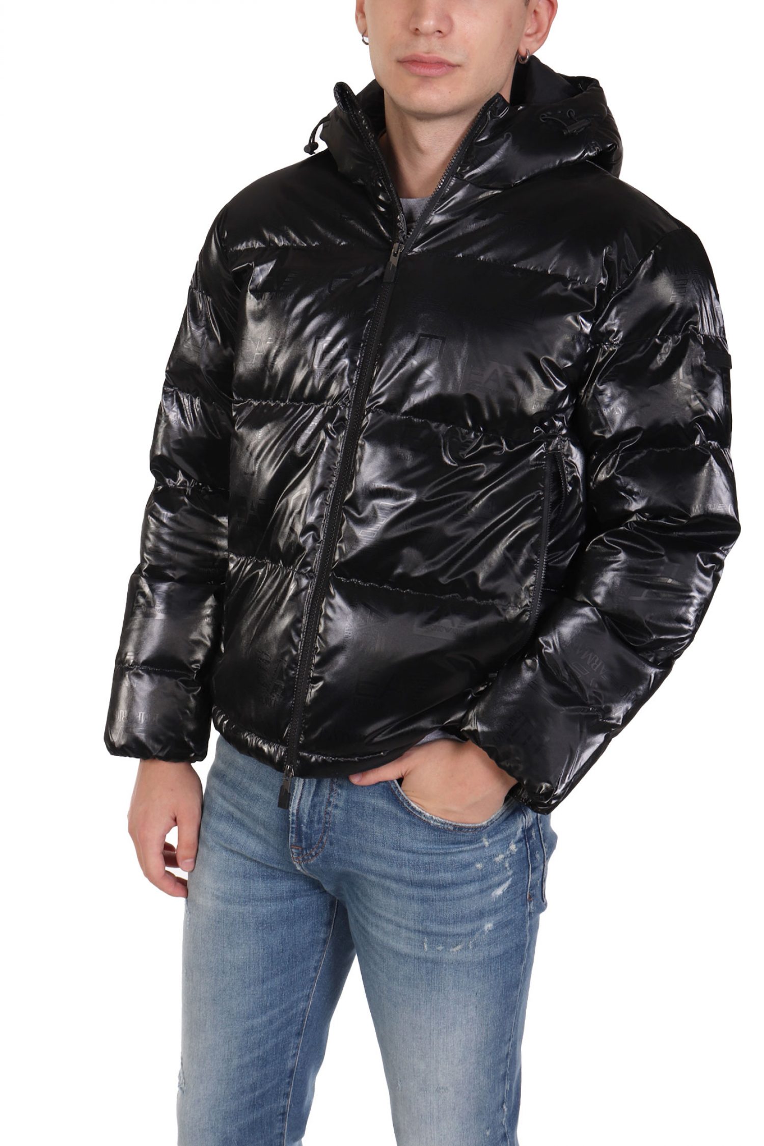 ARMANI 7 ΜΠΟΥΦΑΝ ΦΟΥΣΚΩΤΟ HOODIE LOGO ΜΑΥΡΟ