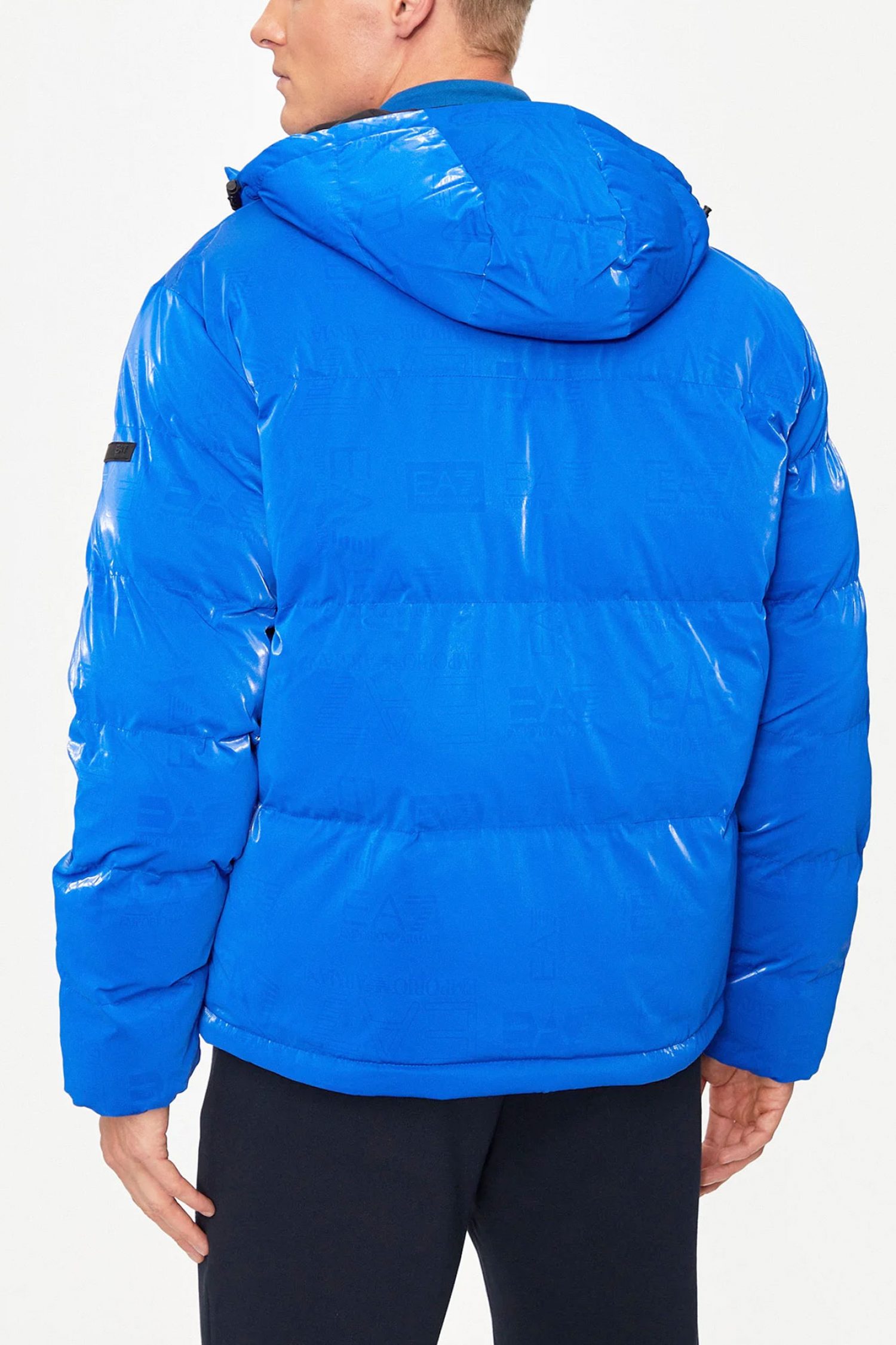 ARMANI 7 ΜΠΟΥΦΑΝ ΦΟΥΣΚΩΤΟ HOODIE LOGO ΡΟΥΑ ΜΠΛΕ