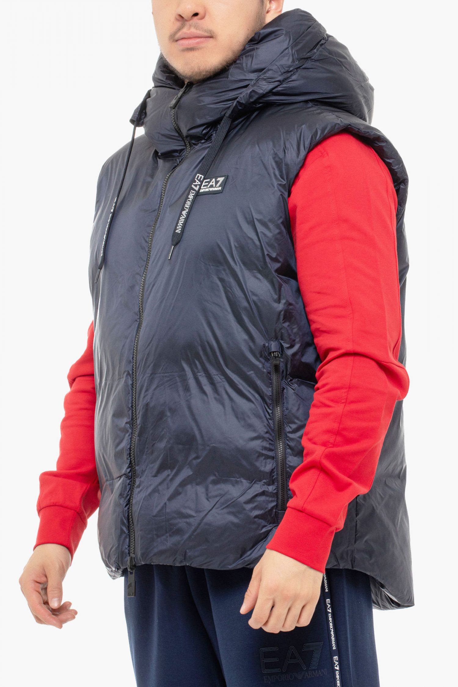 EMPORIO ARMANI ΜΠΟΥΦΑΝ ΑΜΑΝΙΚΟ REVERSIBLE HOODIE LOGO ΜΠΛΕ