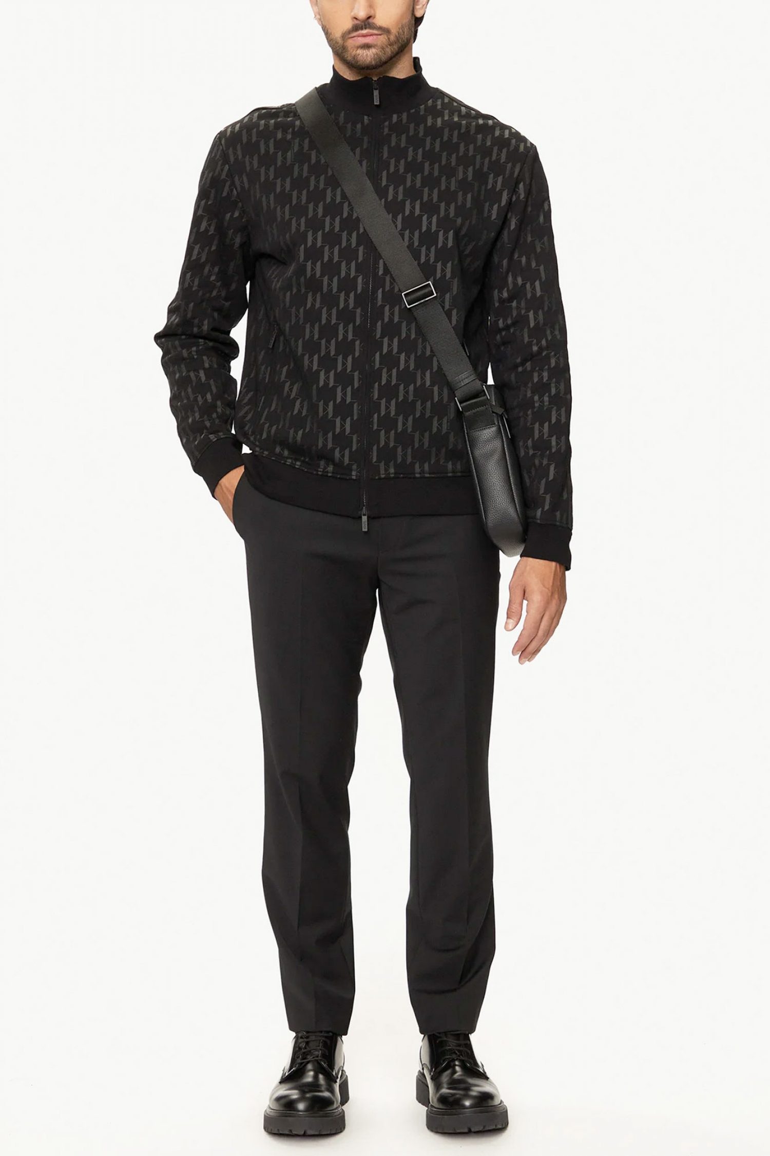 KARL LAGERFELD ΦΟΥΤΕΡ FULLZIP ALL OVER LOGO ΜΑΥΡΟ φωτογραφία