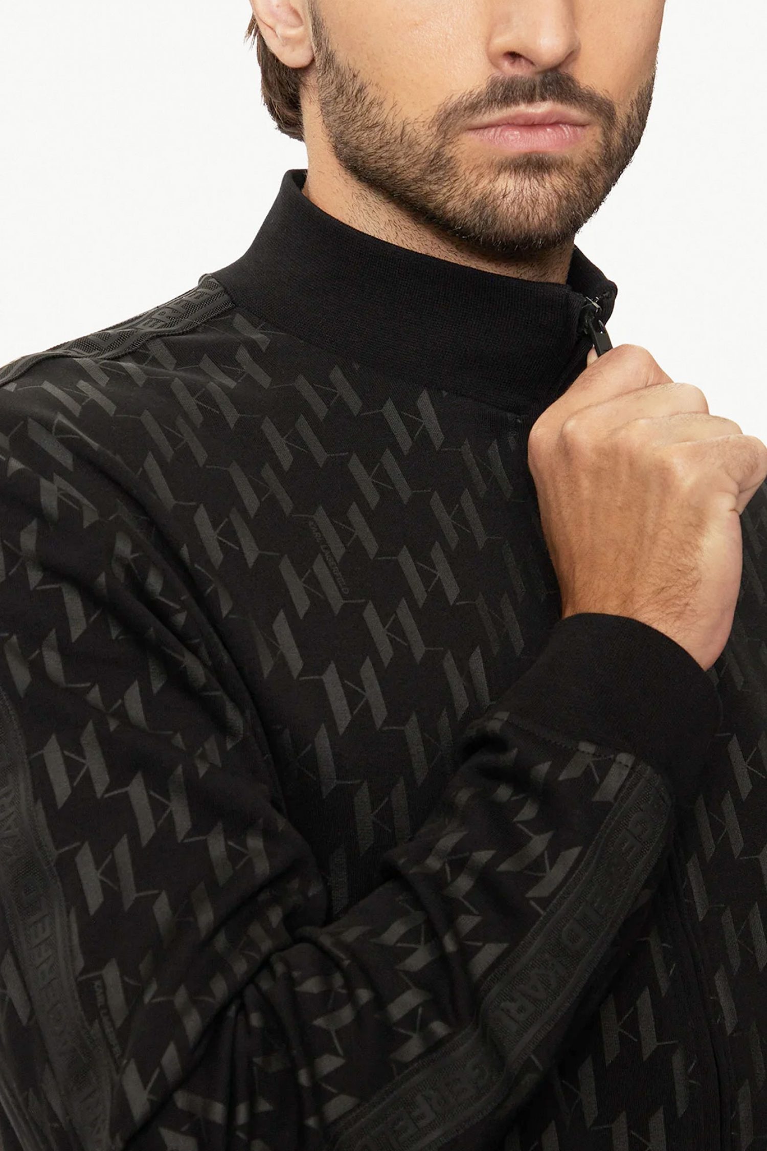 KARL LAGERFELD ΦΟΥΤΕΡ FULLZIP ALL OVER LOGO ΜΑΥΡΟ φωτογραφία