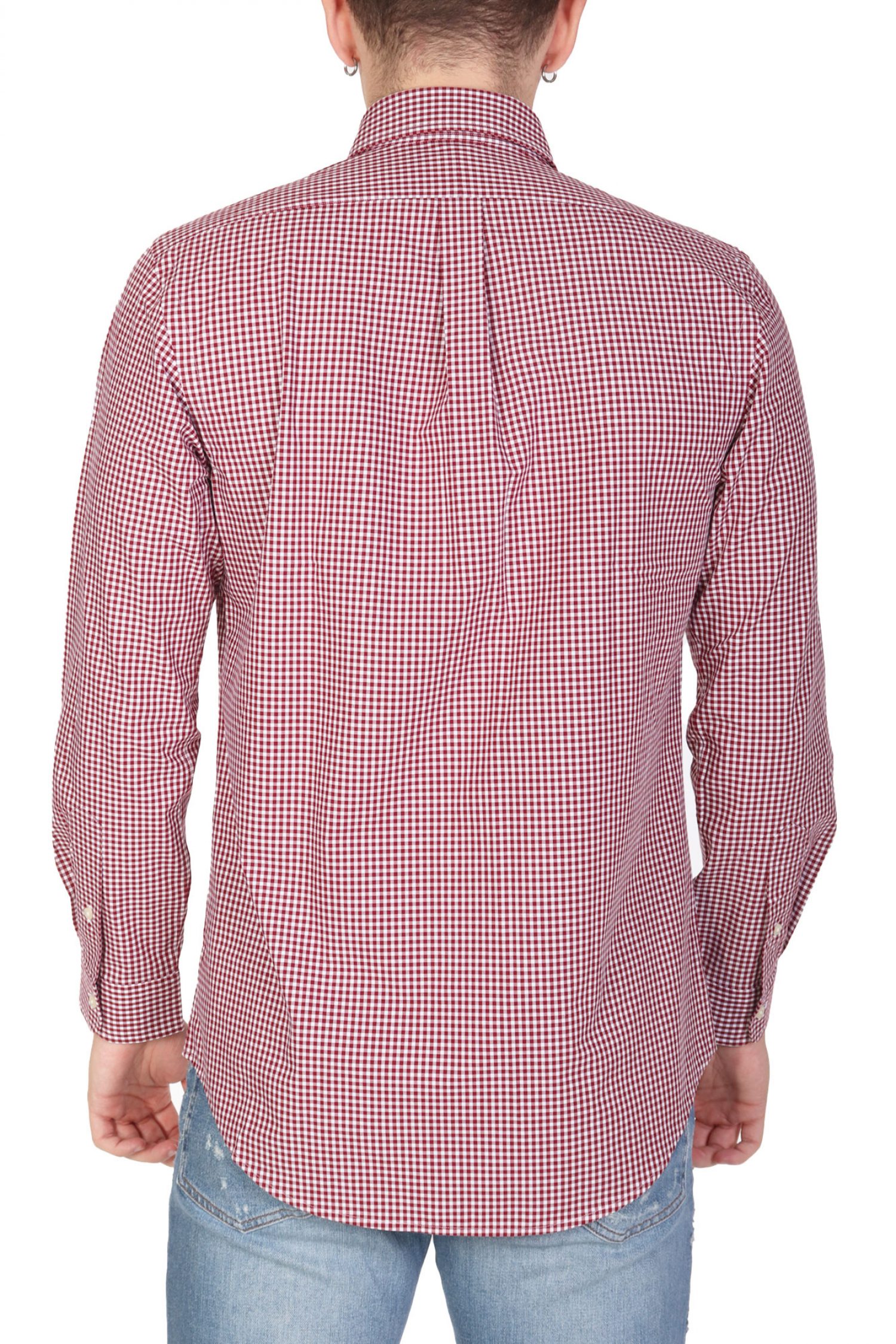 RALPH LAUREN ΠΟΥΚΑΜΙΣΟ ΚΑΡΩ BUTTON DOWN CUSTOM FIT ΜΠΟΡΝΤΩ-ΛΕΥΚΟ