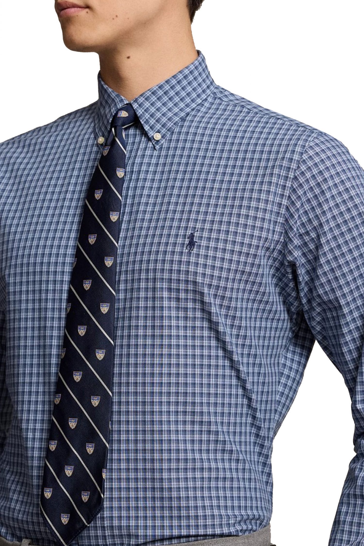 RALPH LAUREN ΠΟΥΚΑΜΙΣΟ BUTTON DOWN ΚΑΡΩ LOGO ΜΠΛΕ φωτογραφία