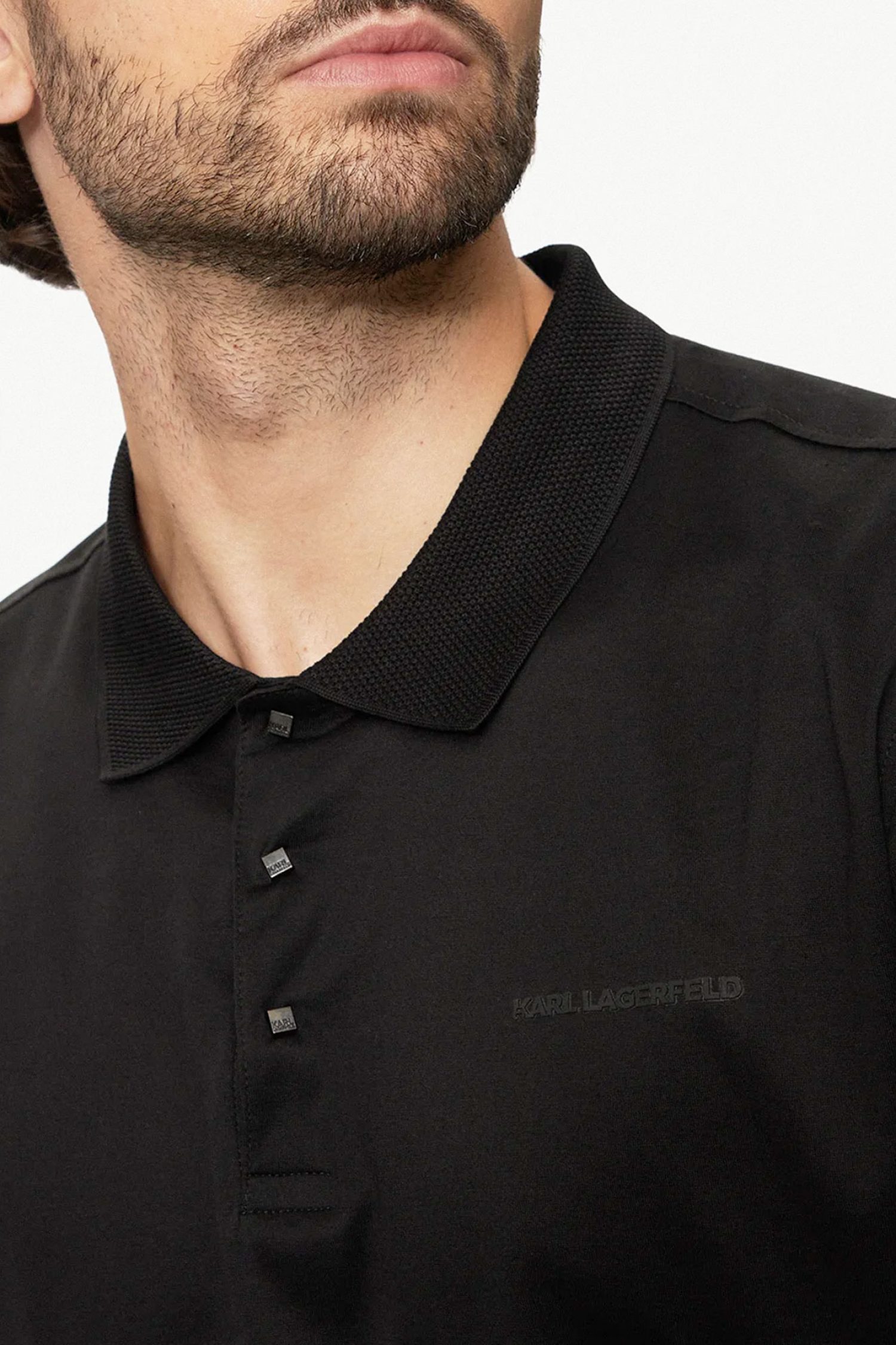 KARL LAGERFELD POLO PRESS BUTTON ΜΑΥΡΟ φωτογραφία