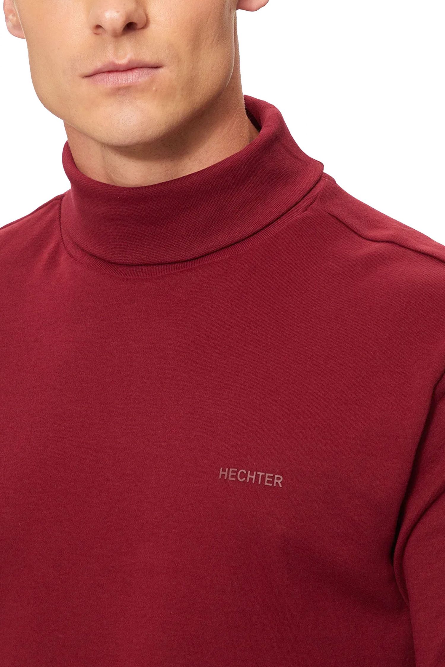 HECHTER T-SHIRT JERSEY ROLLNECK LOGO ΜΠΟΡΝΤΩ