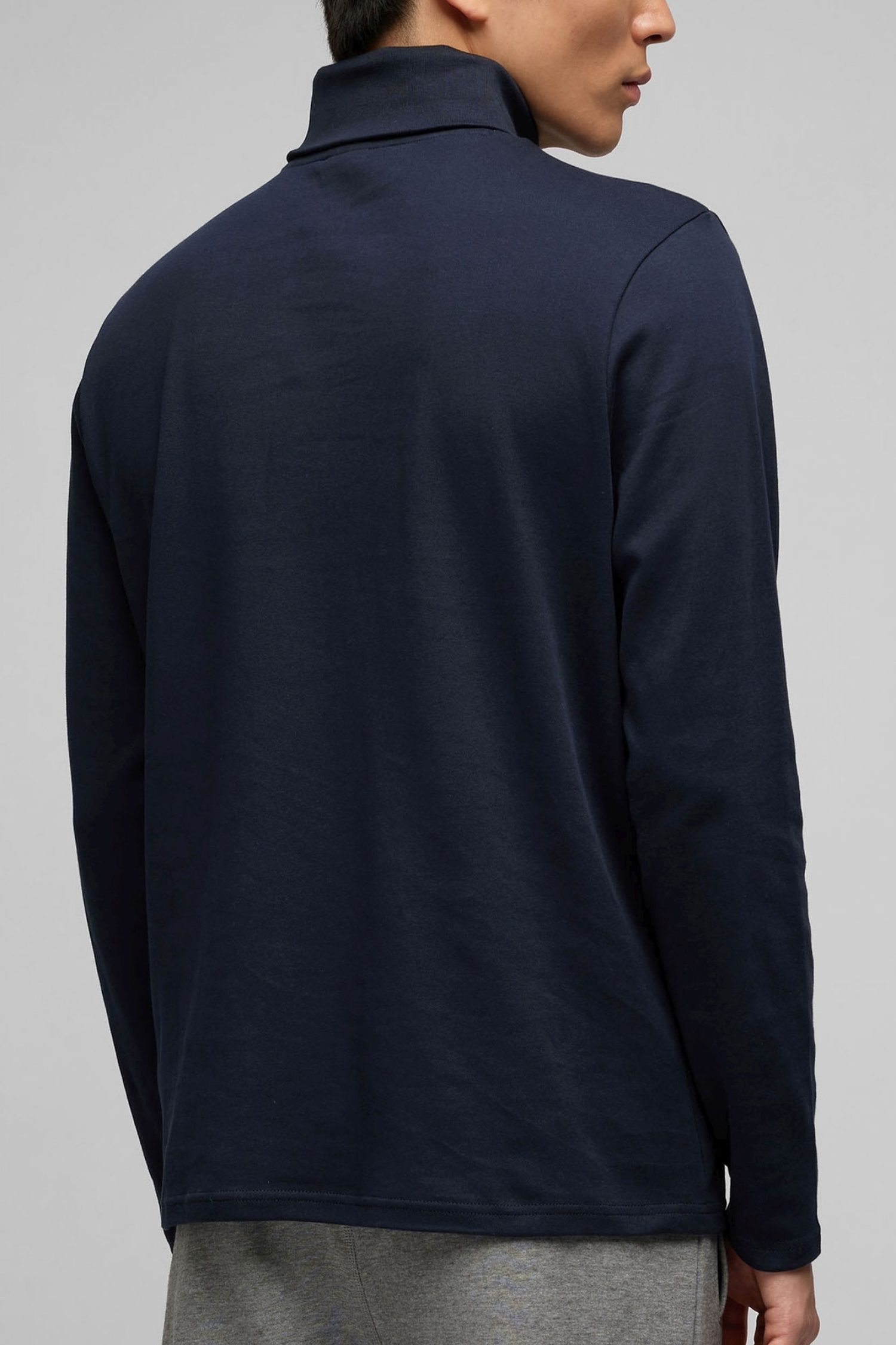 HECHTER T-SHIRT JERSEY ROLLNECK LOGO ΜΠΛΕ