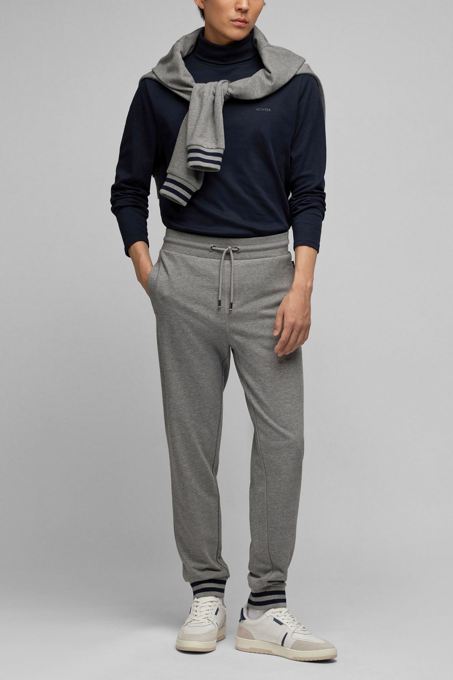 HECHTER T-SHIRT JERSEY ROLLNECK LOGO ΜΠΛΕ