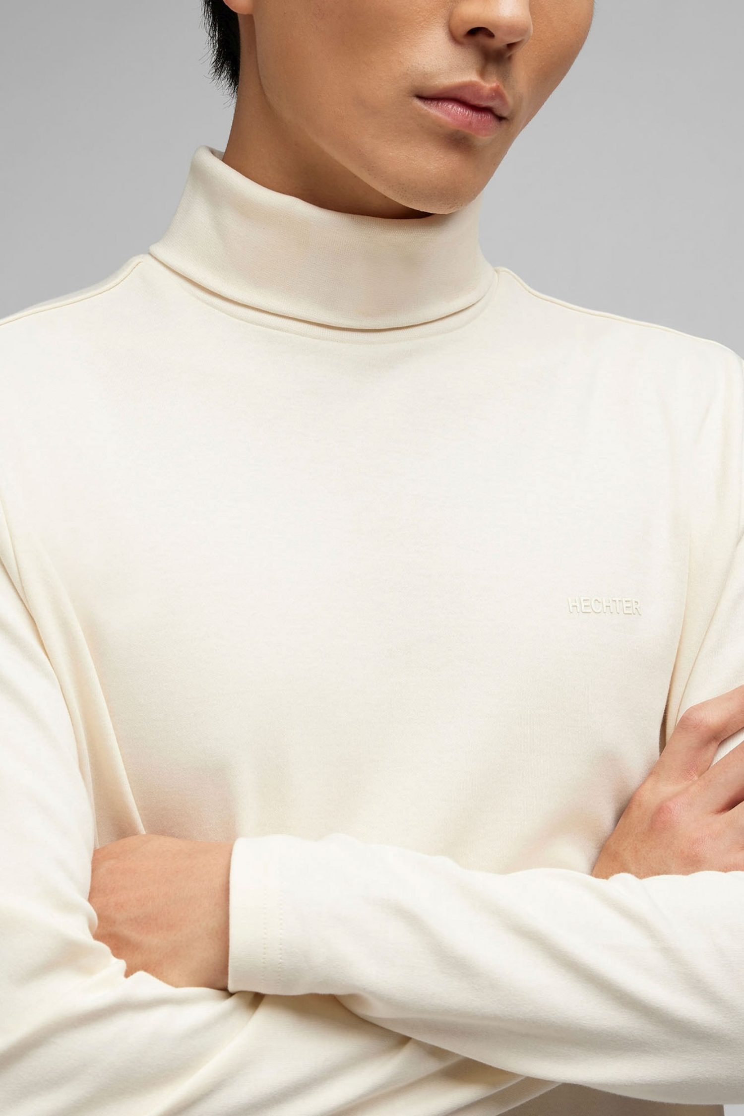 HECHTER T-SHIRT JERSEY ROLLNECK LOGO ΛΕΥΚΟ