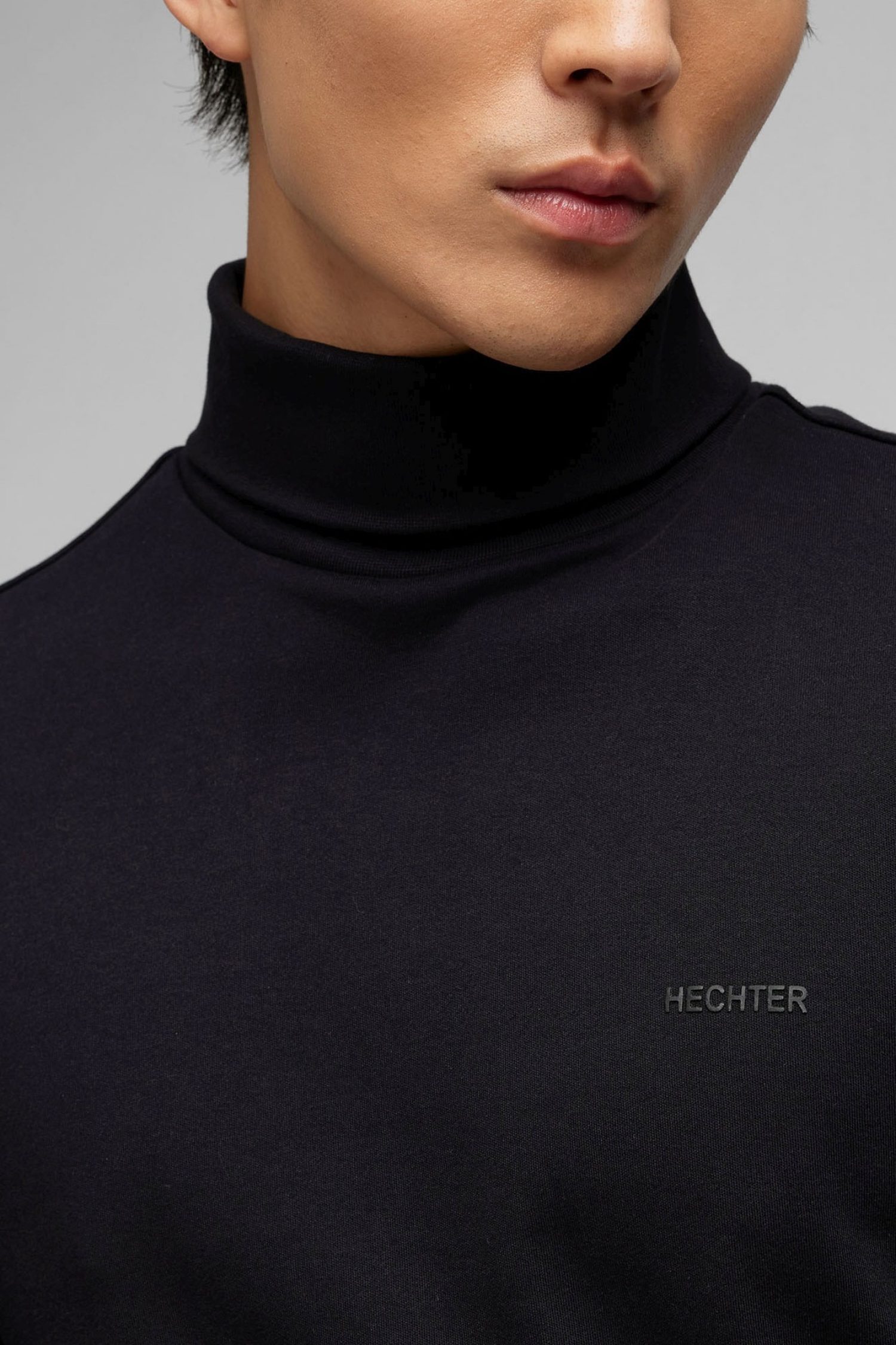 HECHTER T-SHIRT JERSEY ROLLNECK LOGO ΜΑΥΡΟ