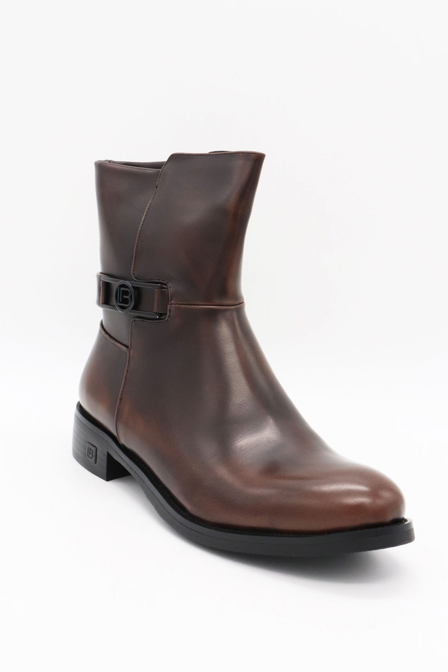 LAURA BIAGIOTTI ΠΑΠΟΥΤΣΙΑ ΜΠΟΤΑΚΙΑ ΦΕΡΜΟΥΑΡ METAΛΛΙΚΟ LOGO ΣΚΟΥΡΟ ΚΑΦΕ