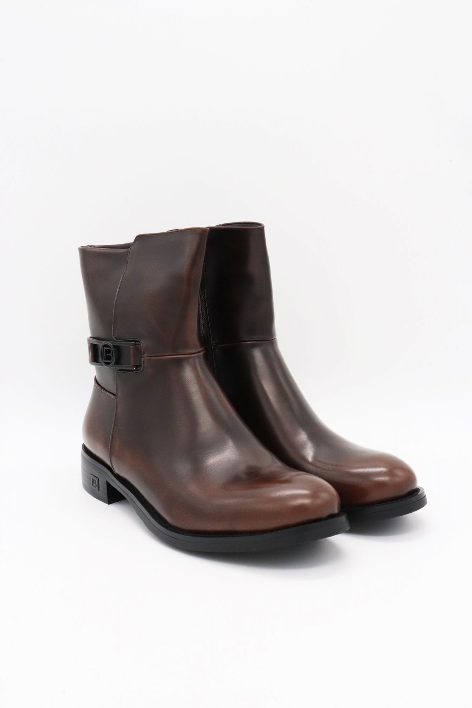 LAURA BIAGIOTTI ΠΑΠΟΥΤΣΙΑ ΜΠΟΤΑΚΙΑ ΦΕΡΜΟΥΑΡ METAΛΛΙΚΟ LOGO ΣΚΟΥΡΟ ΚΑΦΕ