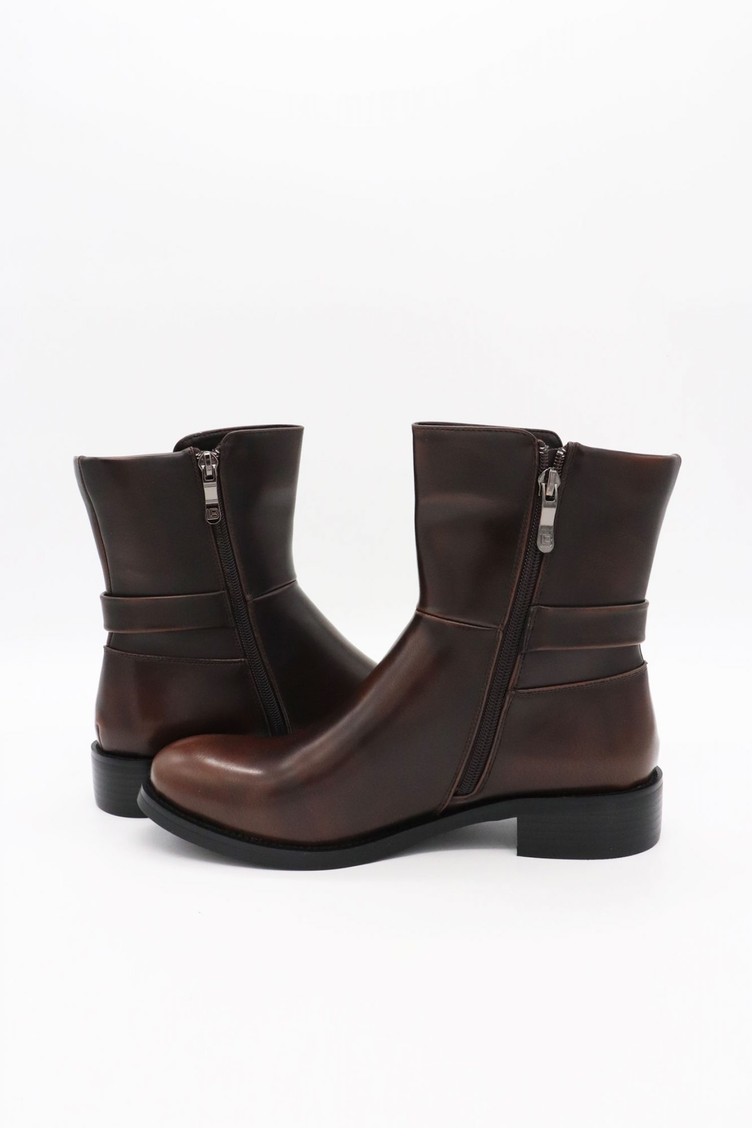 LAURA BIAGIOTTI ΠΑΠΟΥΤΣΙΑ ΜΠΟΤΑΚΙΑ ΦΕΡΜΟΥΑΡ METAΛΛΙΚΟ LOGO ΣΚΟΥΡΟ ΚΑΦΕ