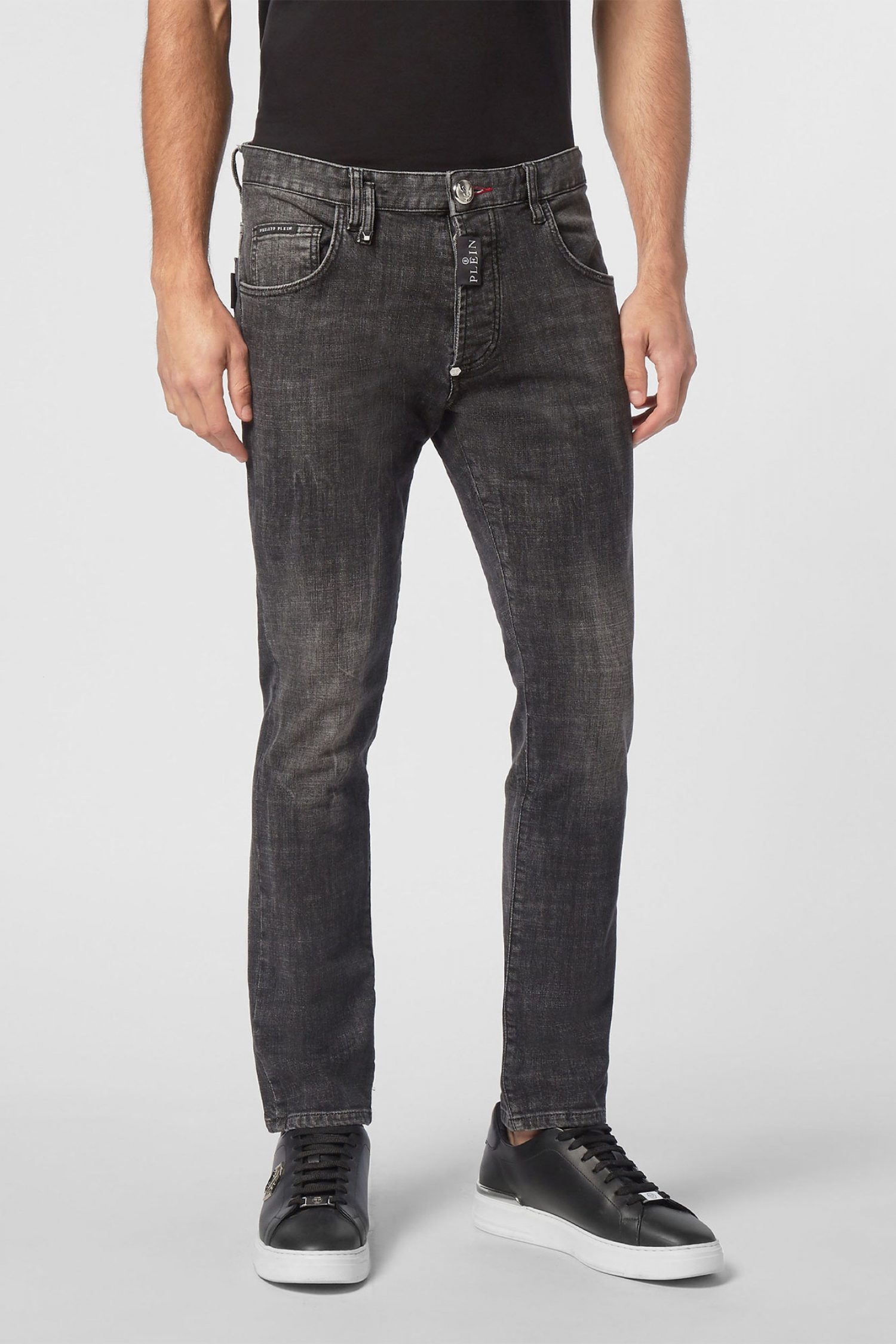 PHILIPP PLEIN ΠΑΝΤΕΛΟΝΙ JEANS SKINNY FIT LOGO ΜΕΤΑΛΛΙΚΟ ΓΚΡΙ φωτογραφία