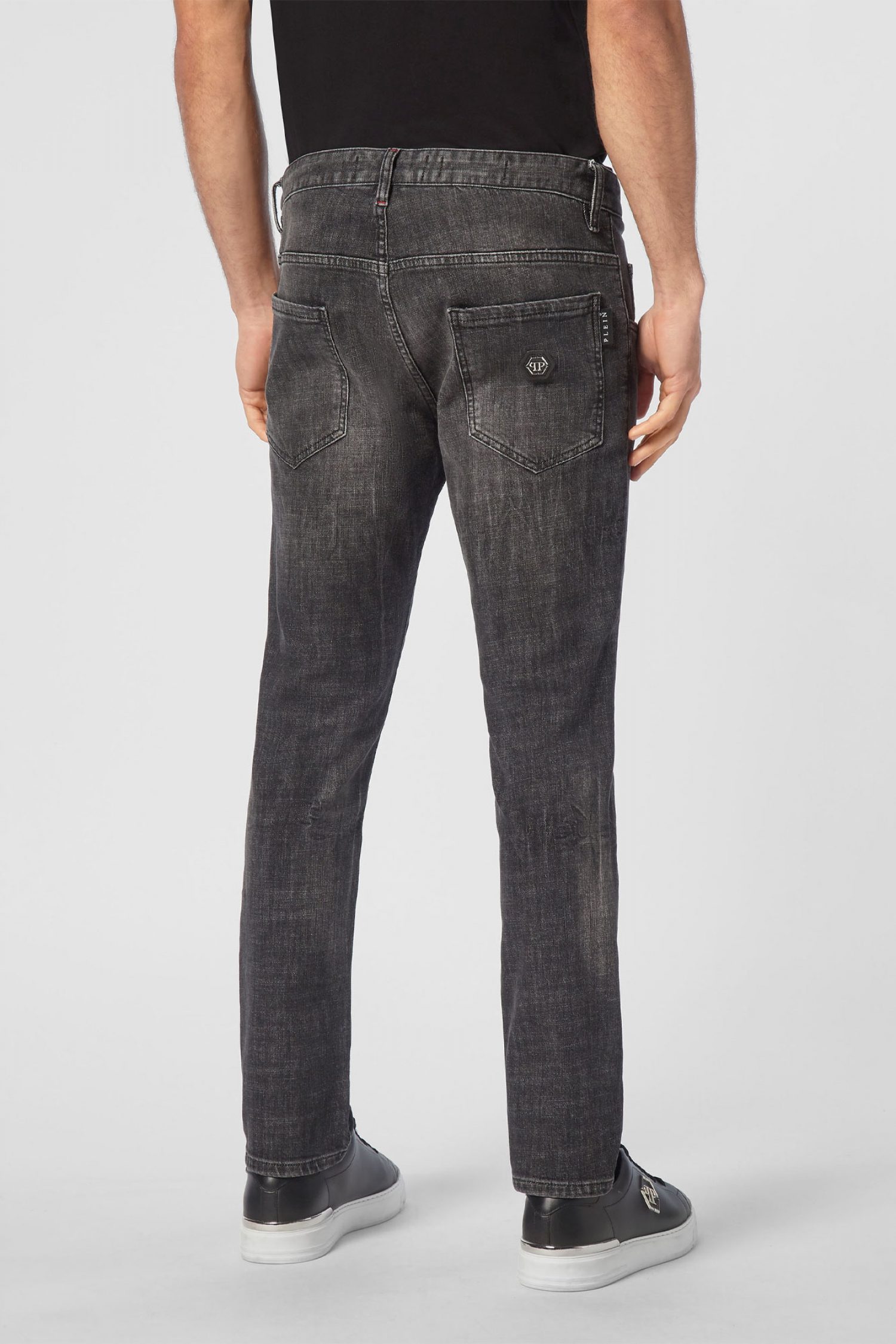 PHILIPP PLEIN ΠΑΝΤΕΛΟΝΙ JEANS SKINNY FIT LOGO ΜΕΤΑΛΛΙΚΟ ΓΚΡΙ φωτογραφία