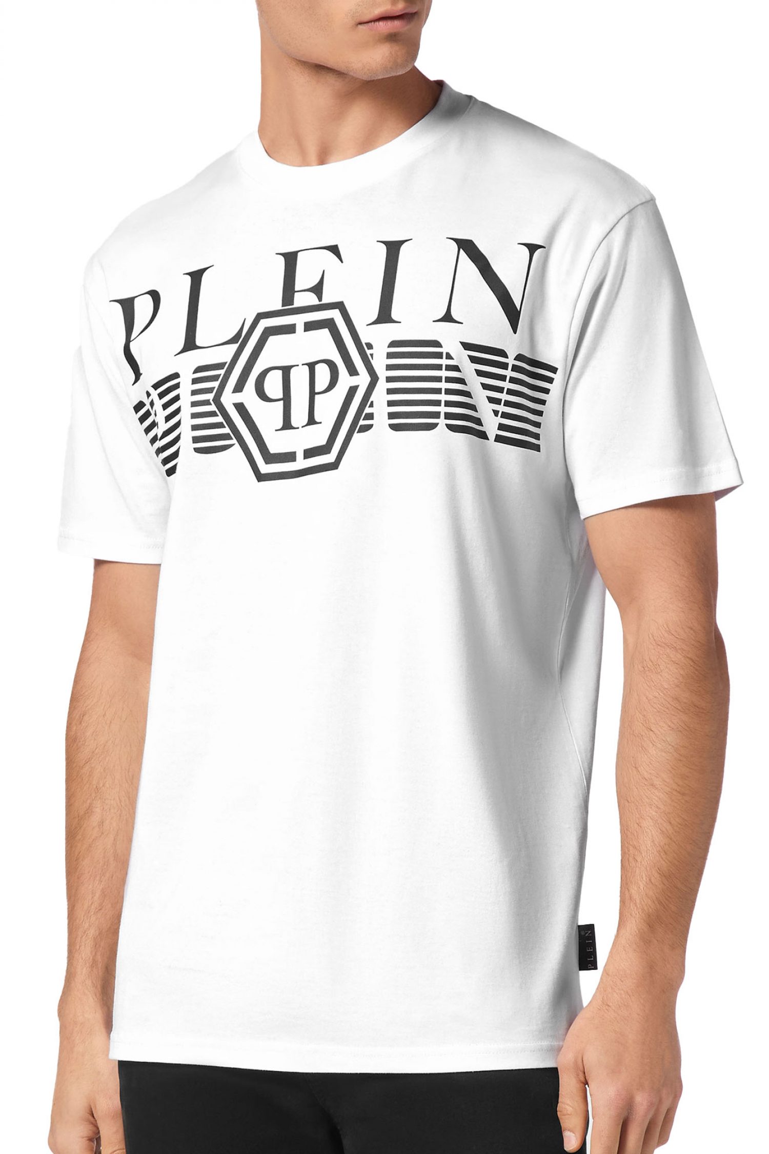 PHILIPP PLEIN T-SHIRT ROUND NECK SS LOGO ΛΕΥΚΟ φωτογραφία