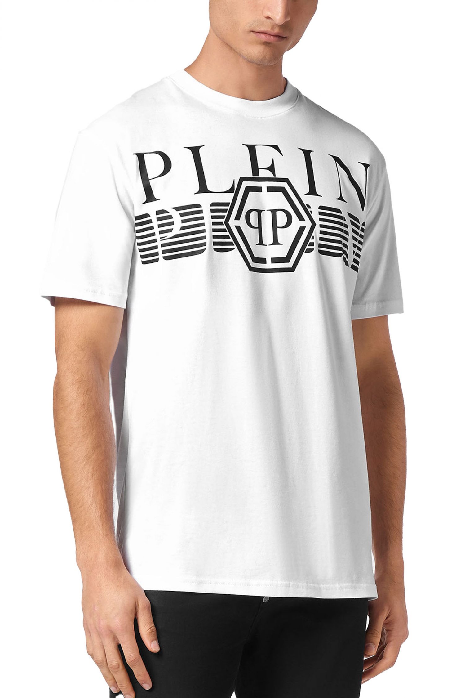 PHILIPP PLEIN T-SHIRT ROUND NECK SS LOGO ΛΕΥΚΟ φωτογραφία