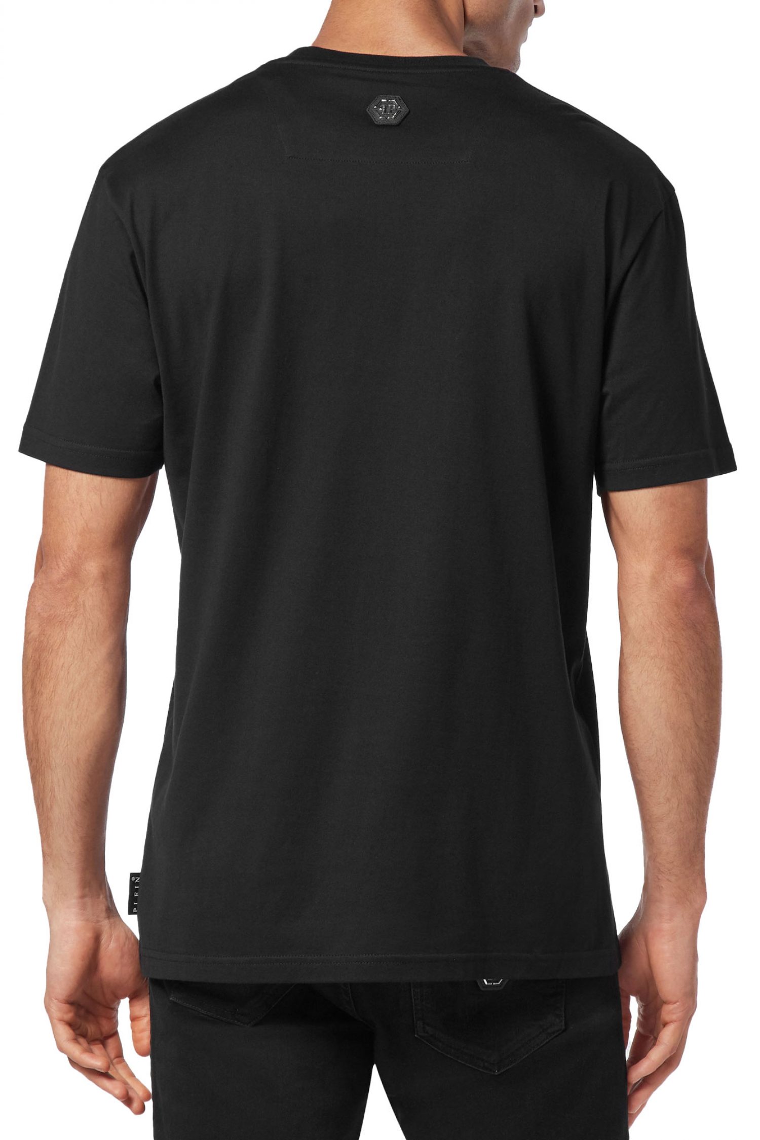 PHILIPP PLEIN T-SHIRT ROUND NECK SS LOGO ΜΑΥΡΟ φωτογραφία