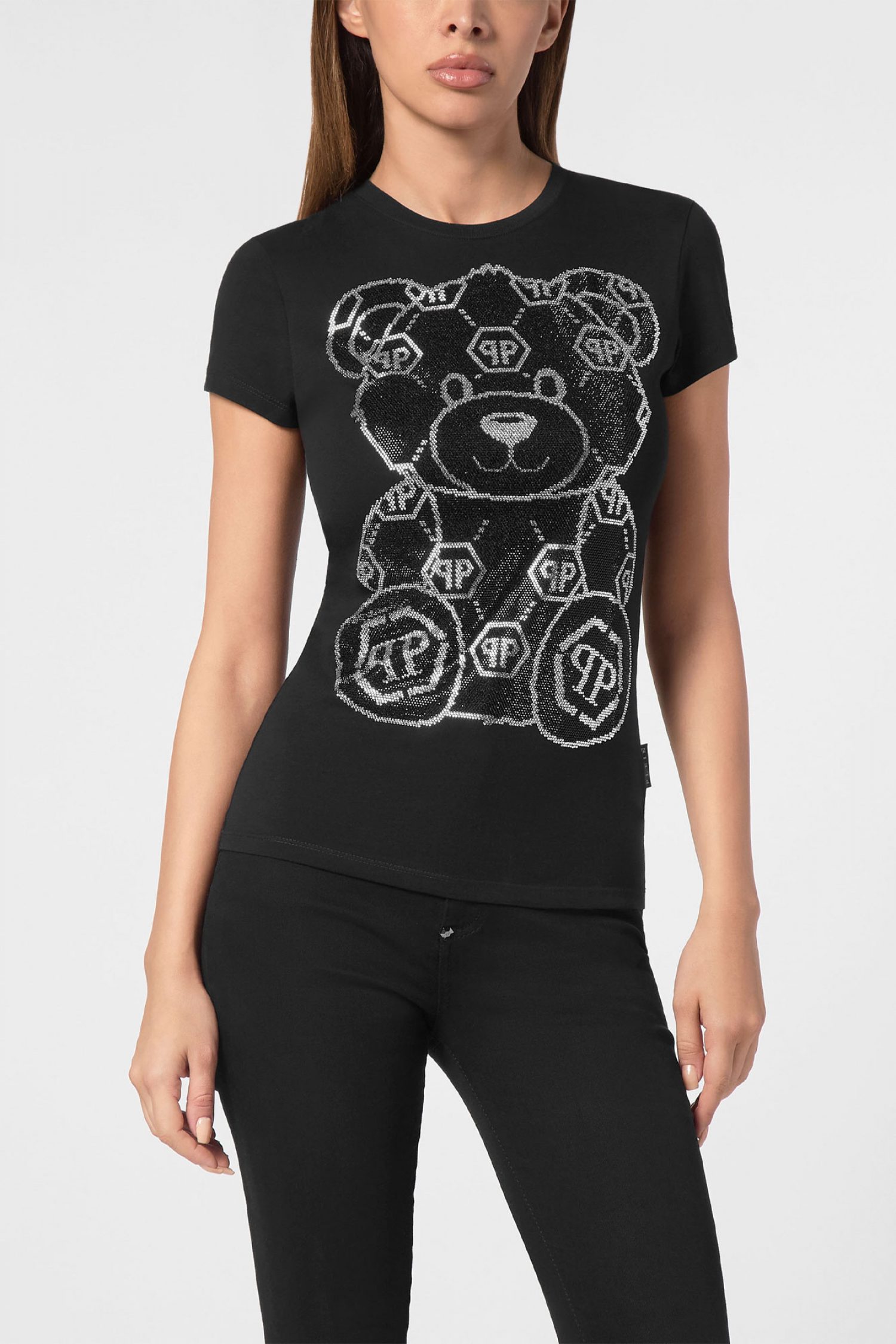 PHILIPP PLEIN T-SHIRT SEXY PURE TEDDY BEAR ΣΤΡΑΣ ΜΑΥΡΟ φωτογραφία