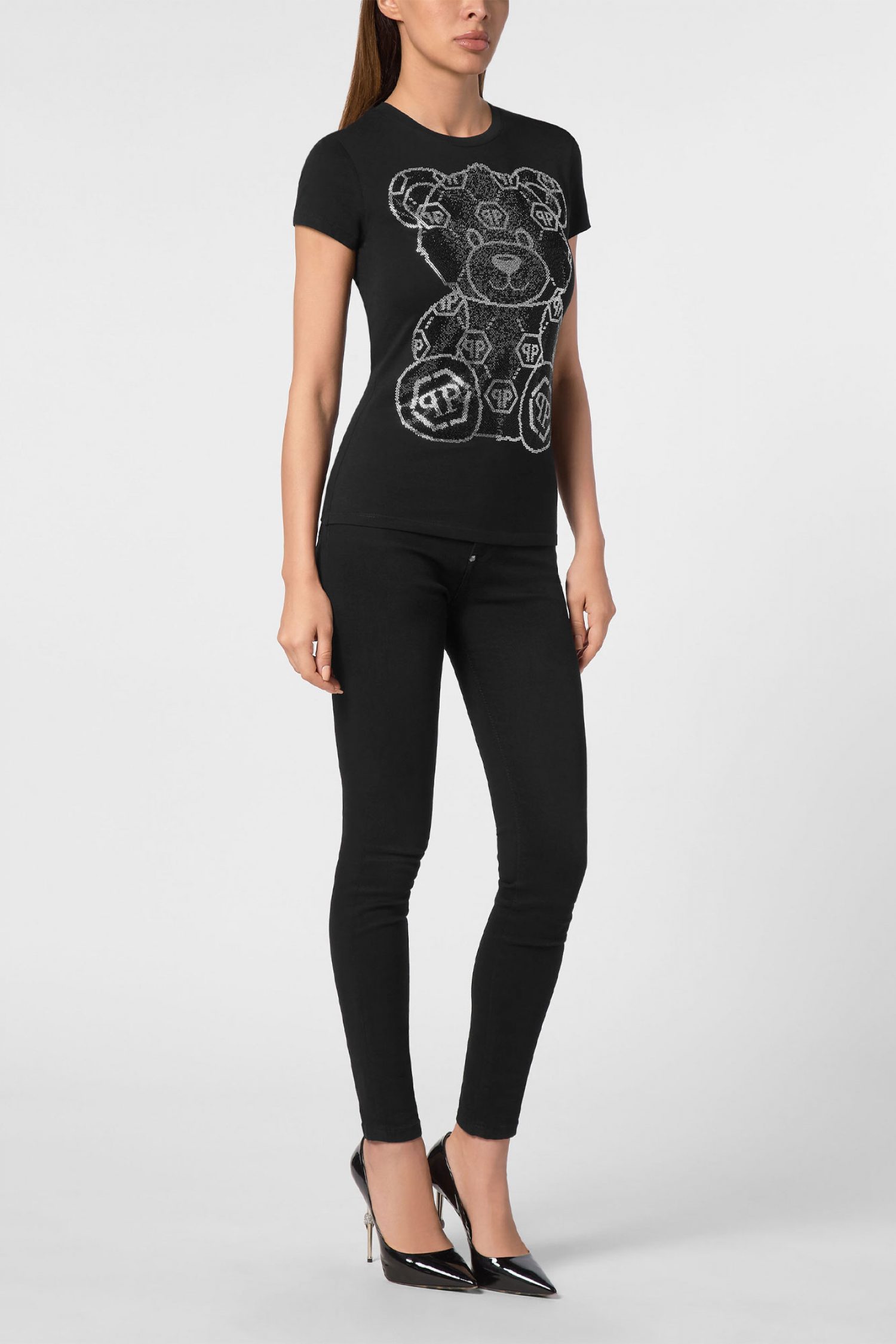 PHILIPP PLEIN T-SHIRT SEXY PURE TEDDY BEAR ΣΤΡΑΣ ΜΑΥΡΟ φωτογραφία