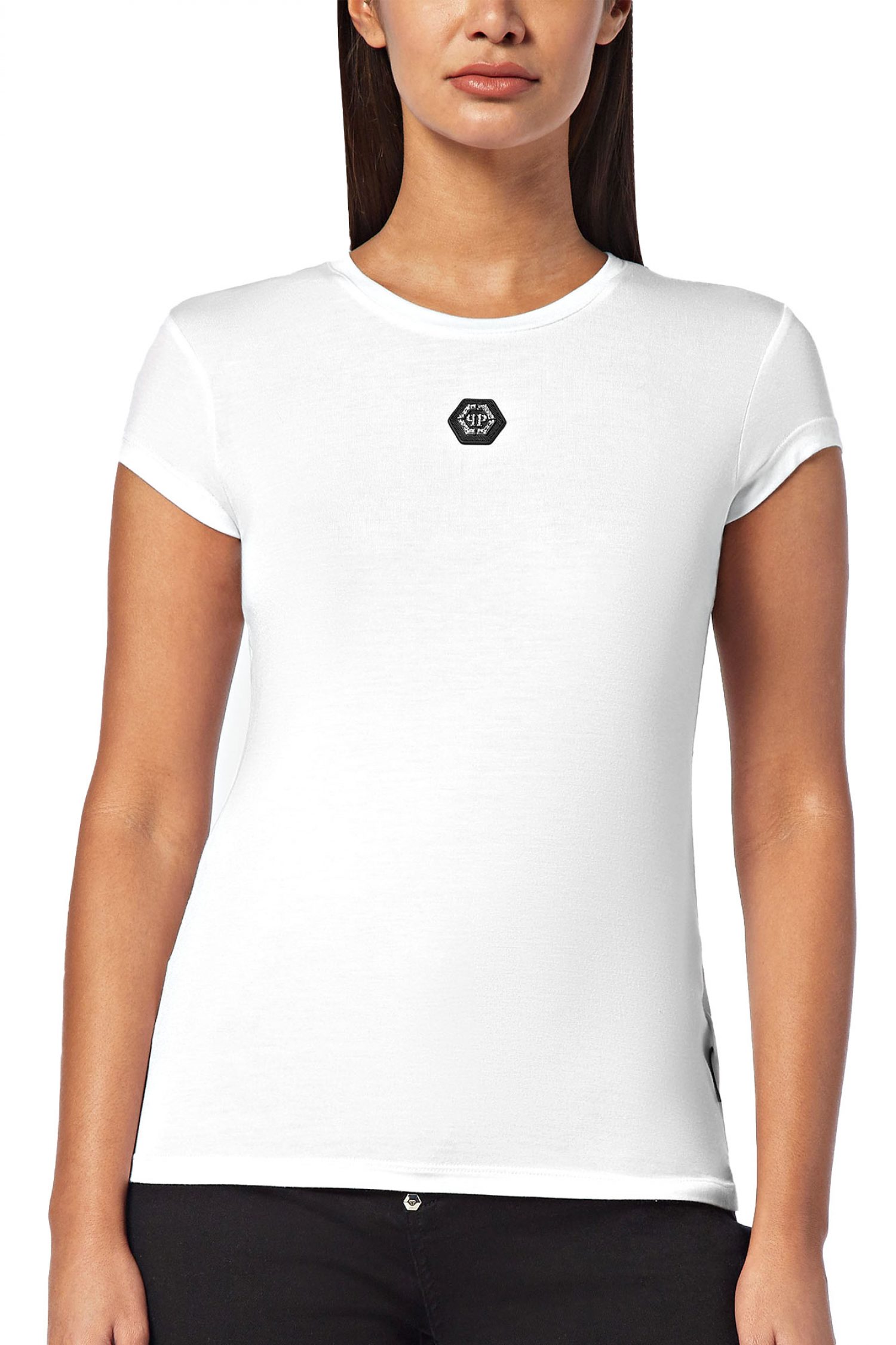 PHILIPP PLEIN T-SHIRT SEXY PURE HEXAGON LOGO ΛΕΥΚΟ