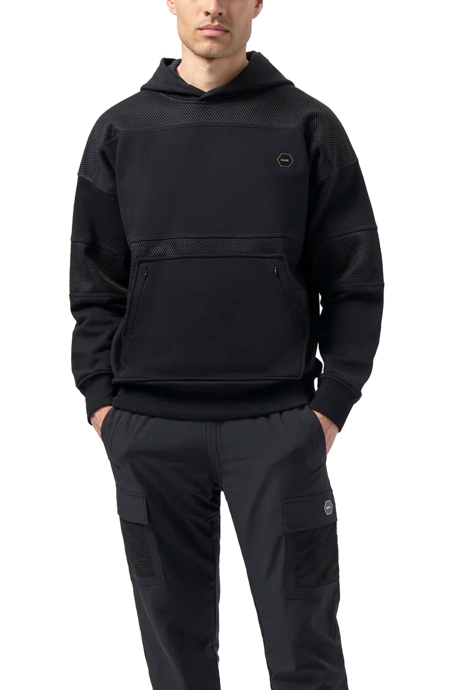 BALR. ΦΟΥΤΕΡ HOODIE HEXLINE BOX FIT LOGO ΜΑΥΡΟ