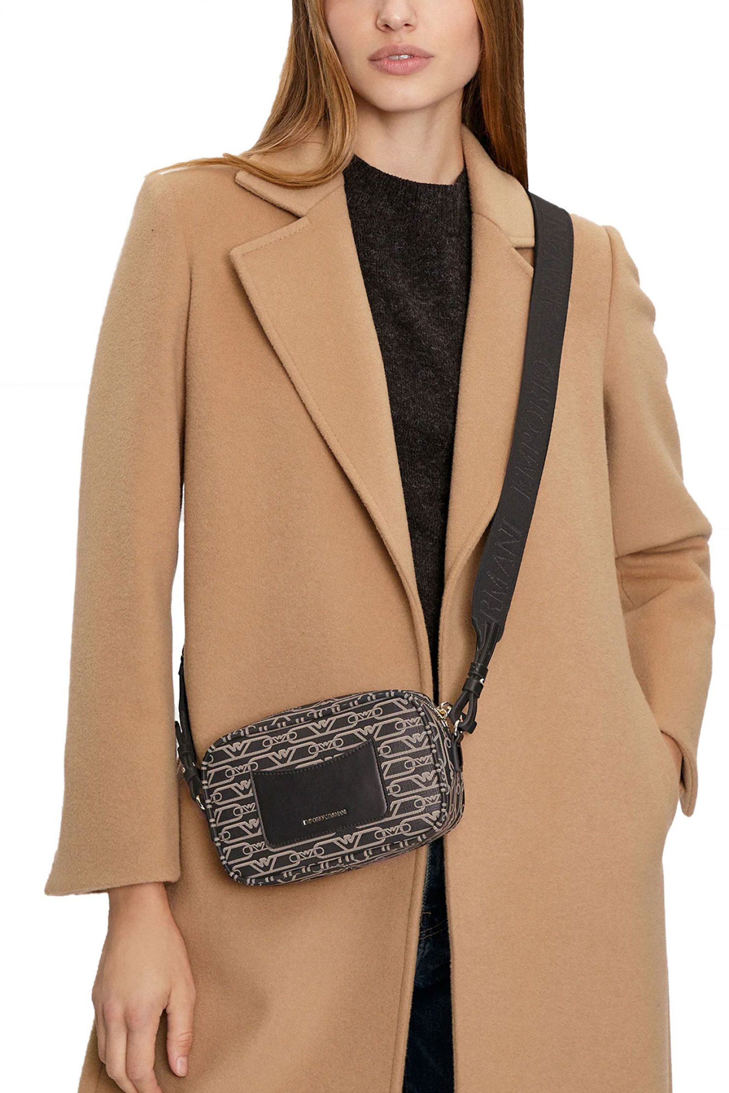 EMPORIO ARMANI ΤΣΑΝΤΑΚΙ CAMERABAG ΧΙΑΣΤΙ LOGO ΚΑΦΕ / ΜΑΥΡΟ