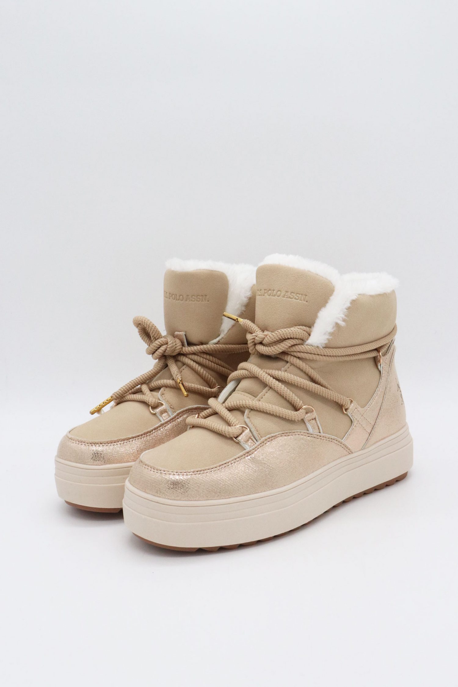 U.S. POLO ASSN. ΠΑΠΟΥΤΣΙΑ MΠΟΤΑΚΙΑ ΓΟΥΝΑ ΕΣΩΤΕΡΙΚΗ LOGO ΜΠΕΖ/ΧΡΥΣΟ