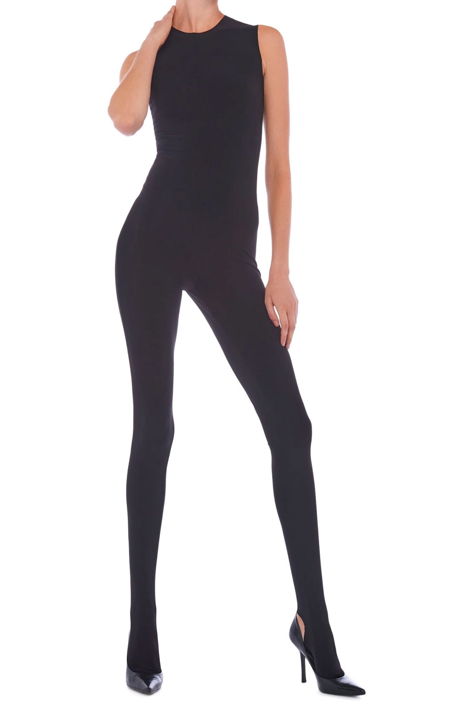 NORMA KAMALI ΟΛΟΣΩΜΗ ΦΟΡΜΑ SLEEVELESS CATSUIT ΜΑΥΡΟ