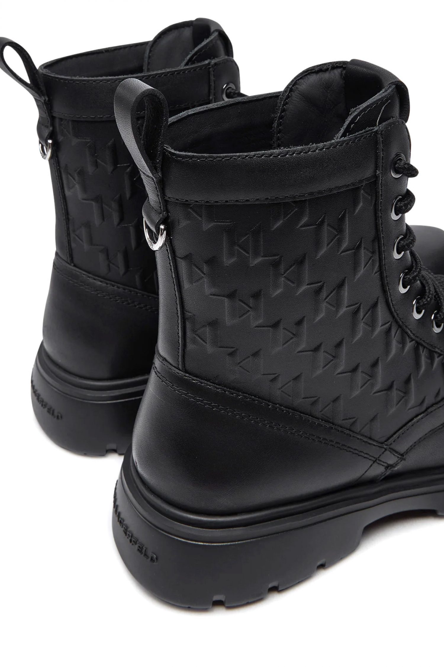 KARL LAGERFELD ΠΑΠΟΥΤΣΙΑ ΜΠΟΤΑΚΙΑ MASON HI LACE BOOT ALL OVER LOGO ΜΑΥΡΟ