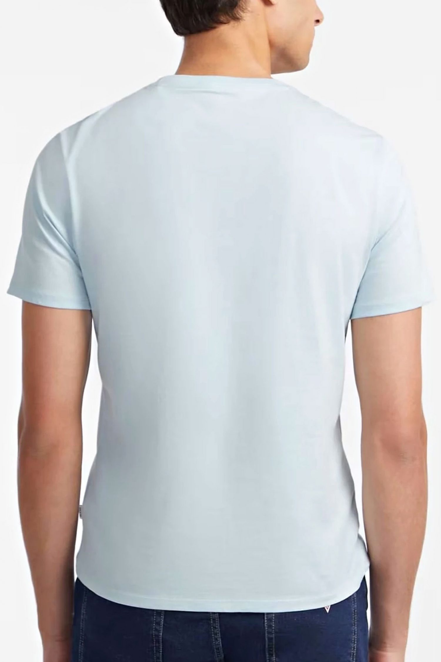 GUESS JEANS T-SHIRT CREWNECK REGULAR FIT LOGO ΣΙΕΛ