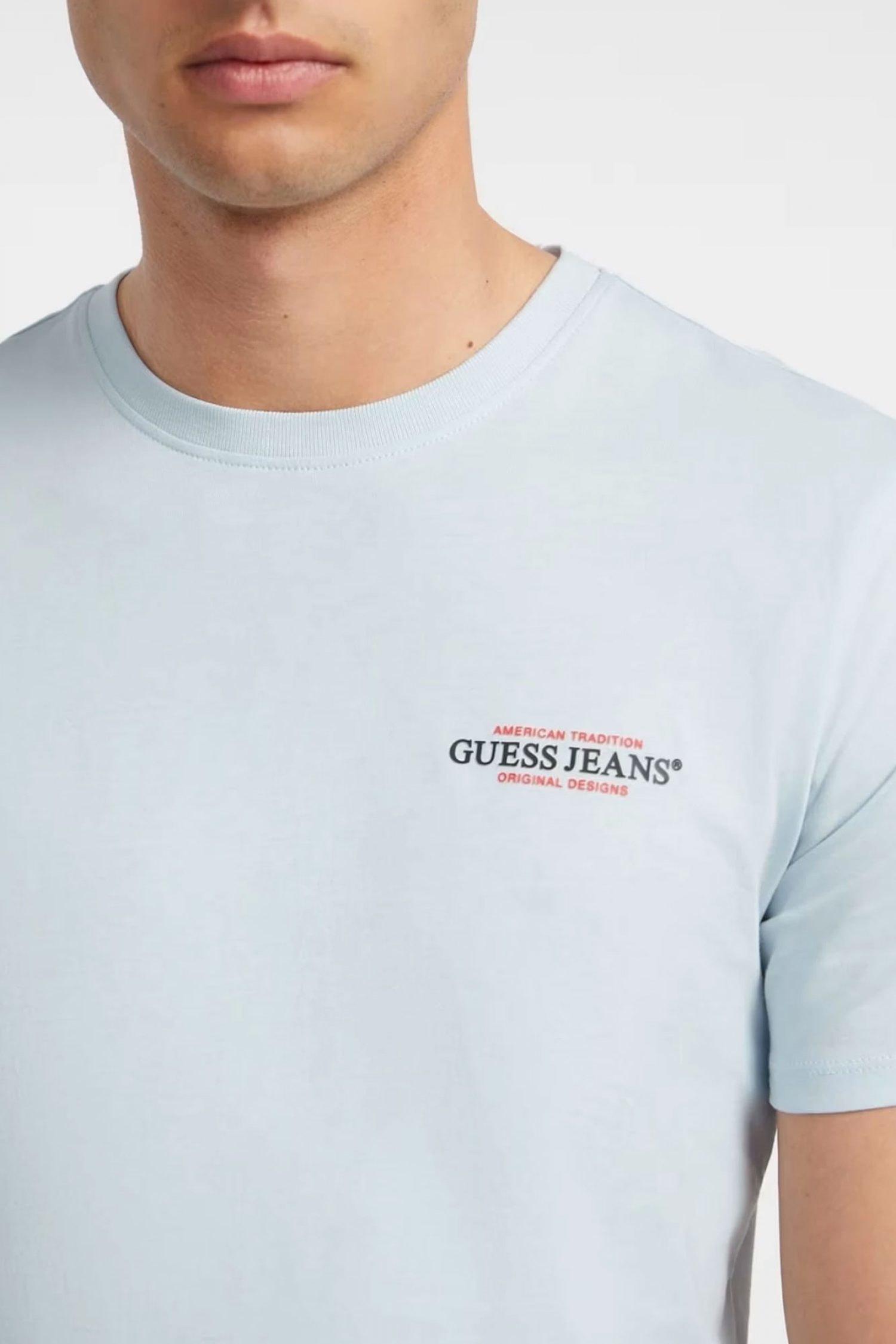 GUESS JEANS T-SHIRT CREWNECK REGULAR FIT LOGO ΣΙΕΛ