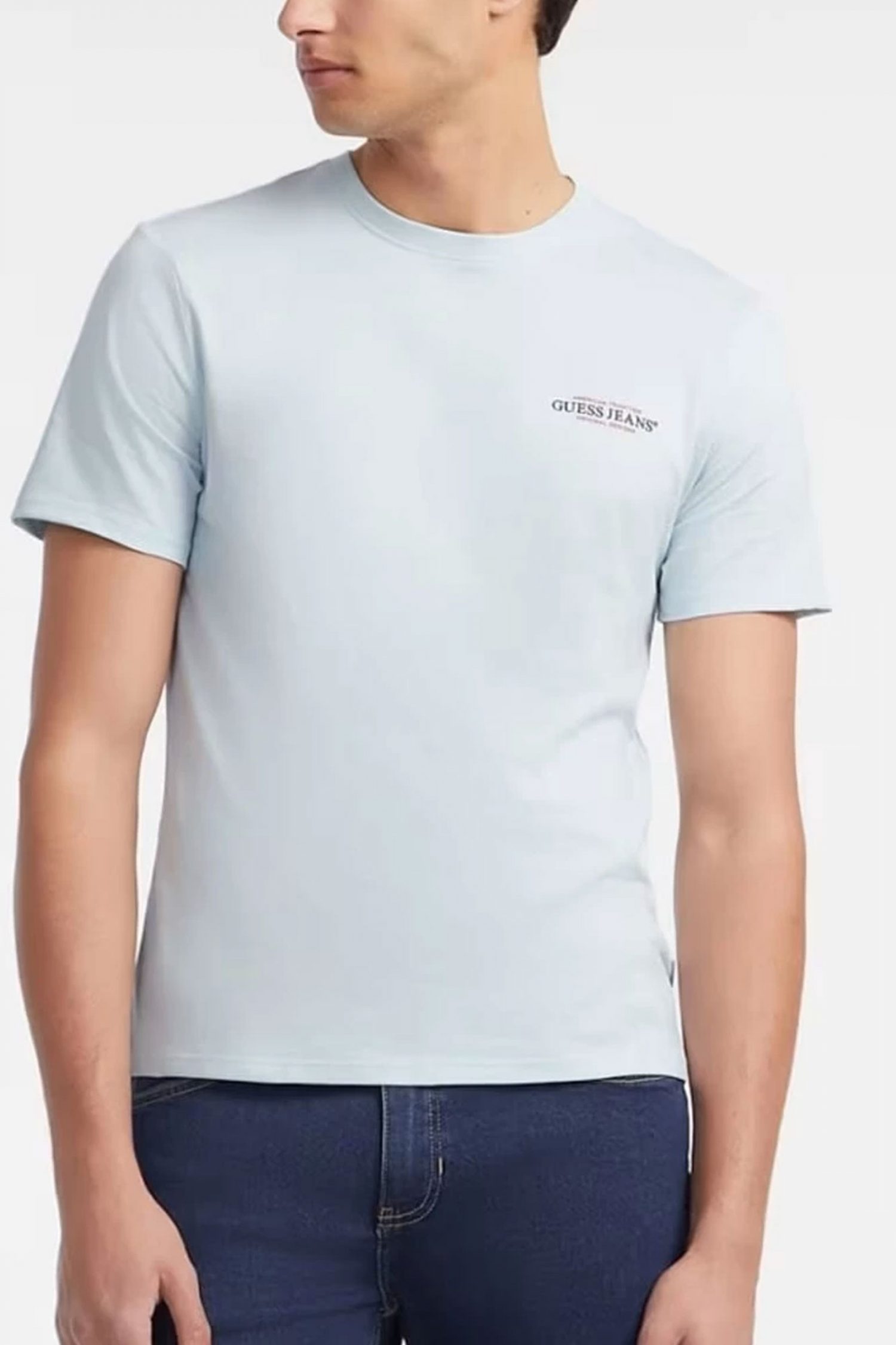 GUESS JEANS T-SHIRT CREWNECK REGULAR FIT LOGO ΣΙΕΛ φωτογραφία