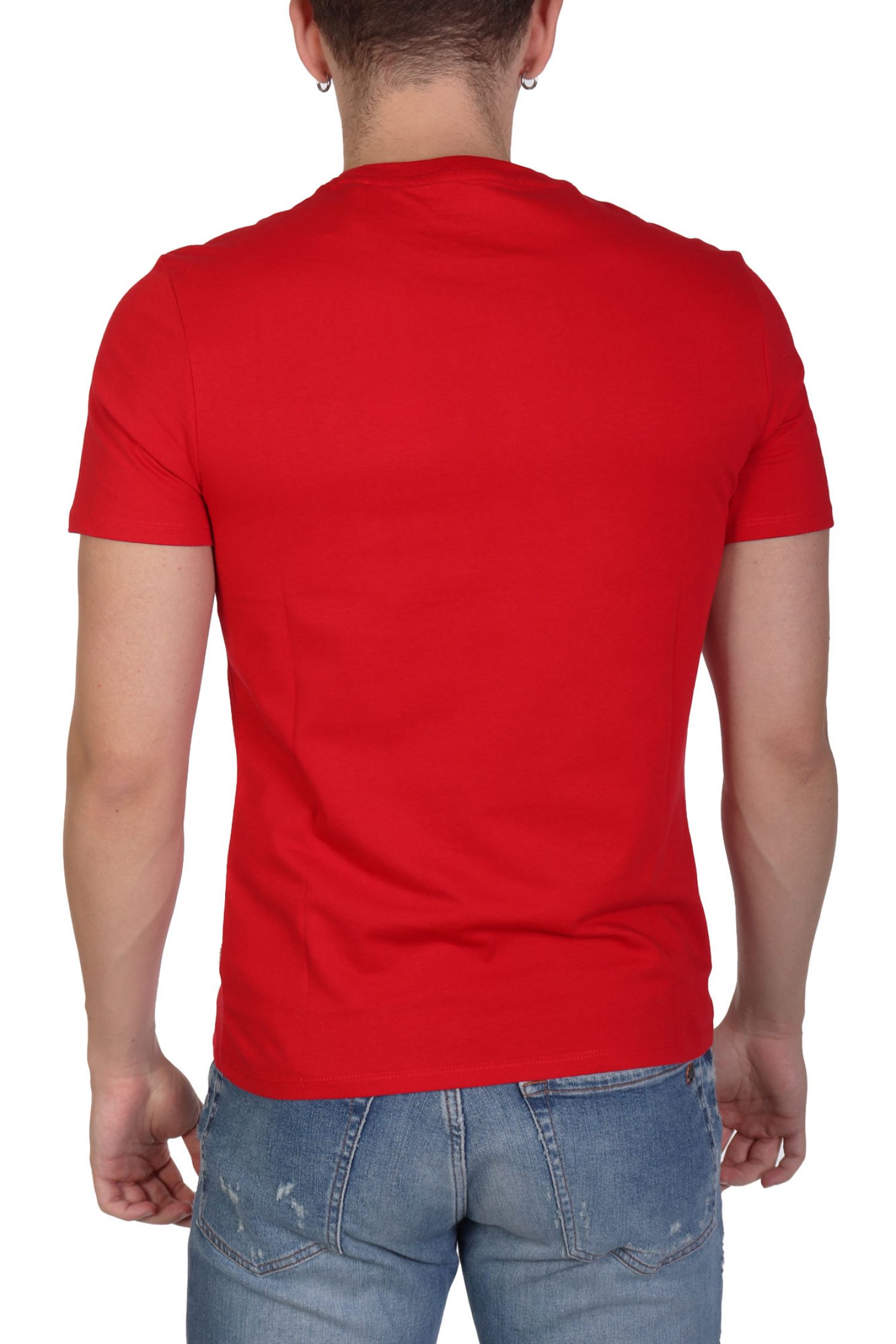 GUESS JEANS T-SHIRT CREWNECK SLIM FIT LOGO ΚΟΚΚΙΝΟ φωτογραφία