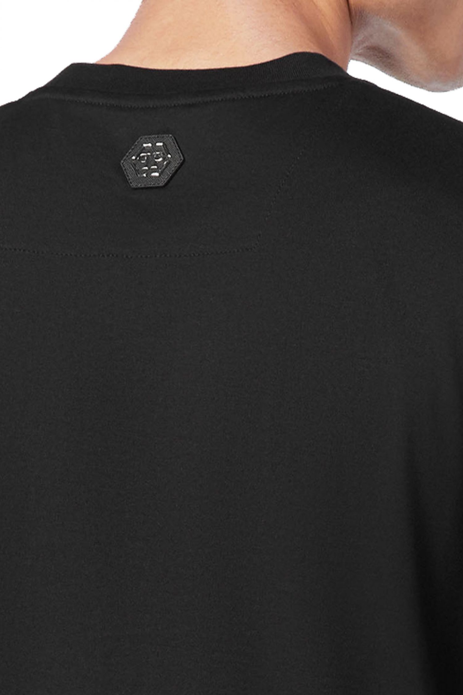 PHILIPP PLEIN T-SHIRT ROUND NECK SS SKULL LOGO ΣΤΡΑΣ ΜΑΥΡΟ φωτογραφία