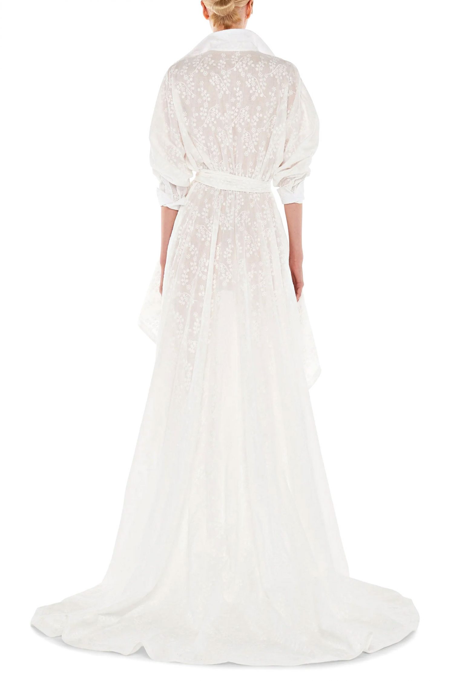 NORMA KAMALI ΦΟΡΕΜΑ HI LOW SUPER OS BF SHIRT FLARED GOWN ΚΕΝΤΗΜΑ ΛΕΥΚΟ