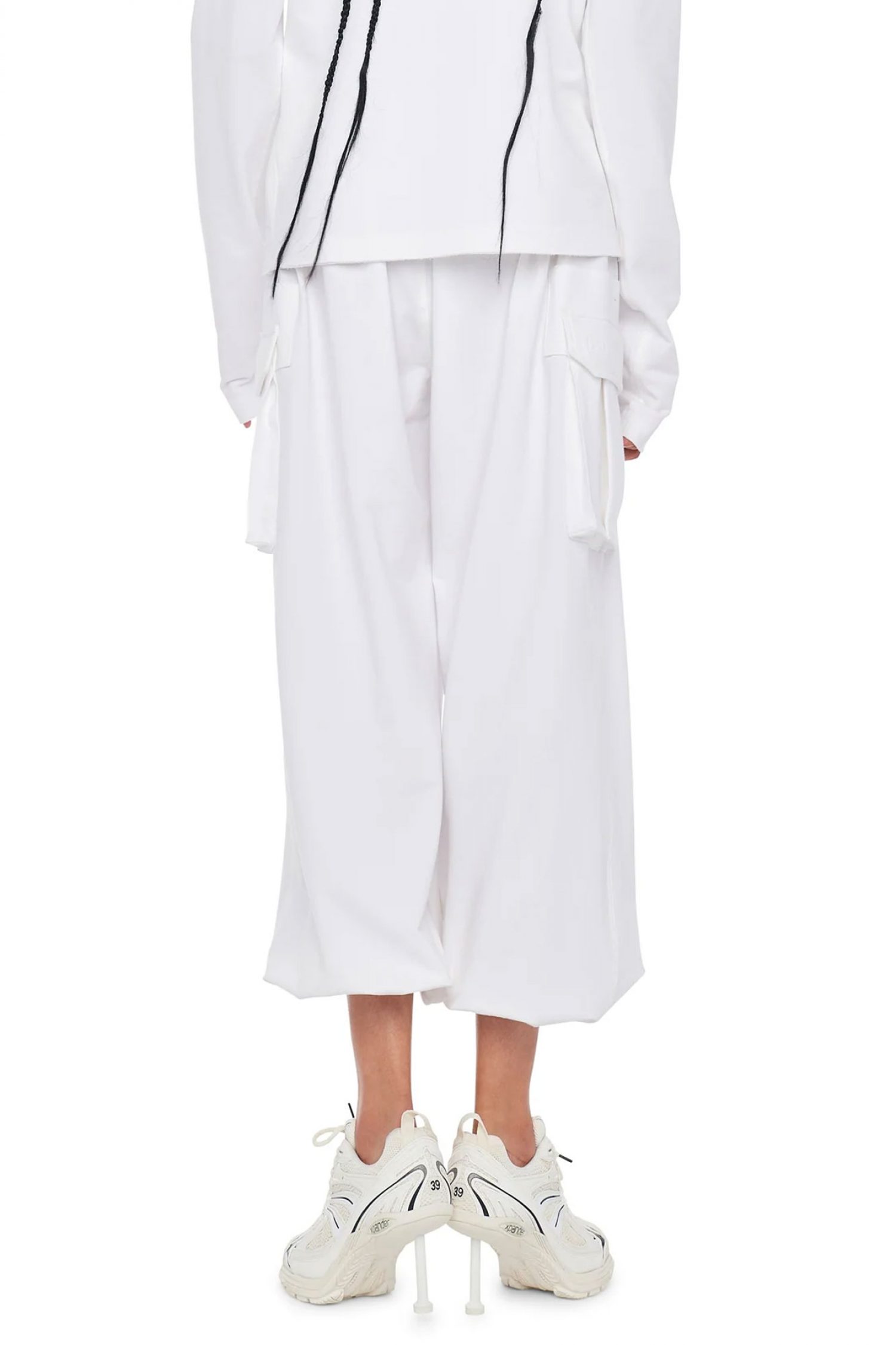 NORMA KAMALI ΦΟΡΜΑ ΦΟΥΤΕΡ OVERSIZED BOYFRIEND CARGO SWEATPANT ΛΕΥΚΟ