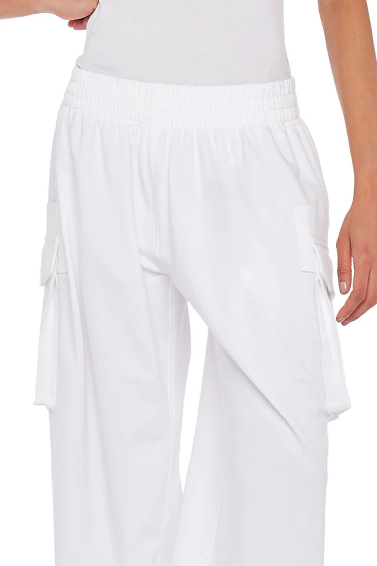 NORMA KAMALI ΦΟΡΜΑ ΦΟΥΤΕΡ OVERSIZED BOYFRIEND CARGO SWEATPANT ΛΕΥΚΟ