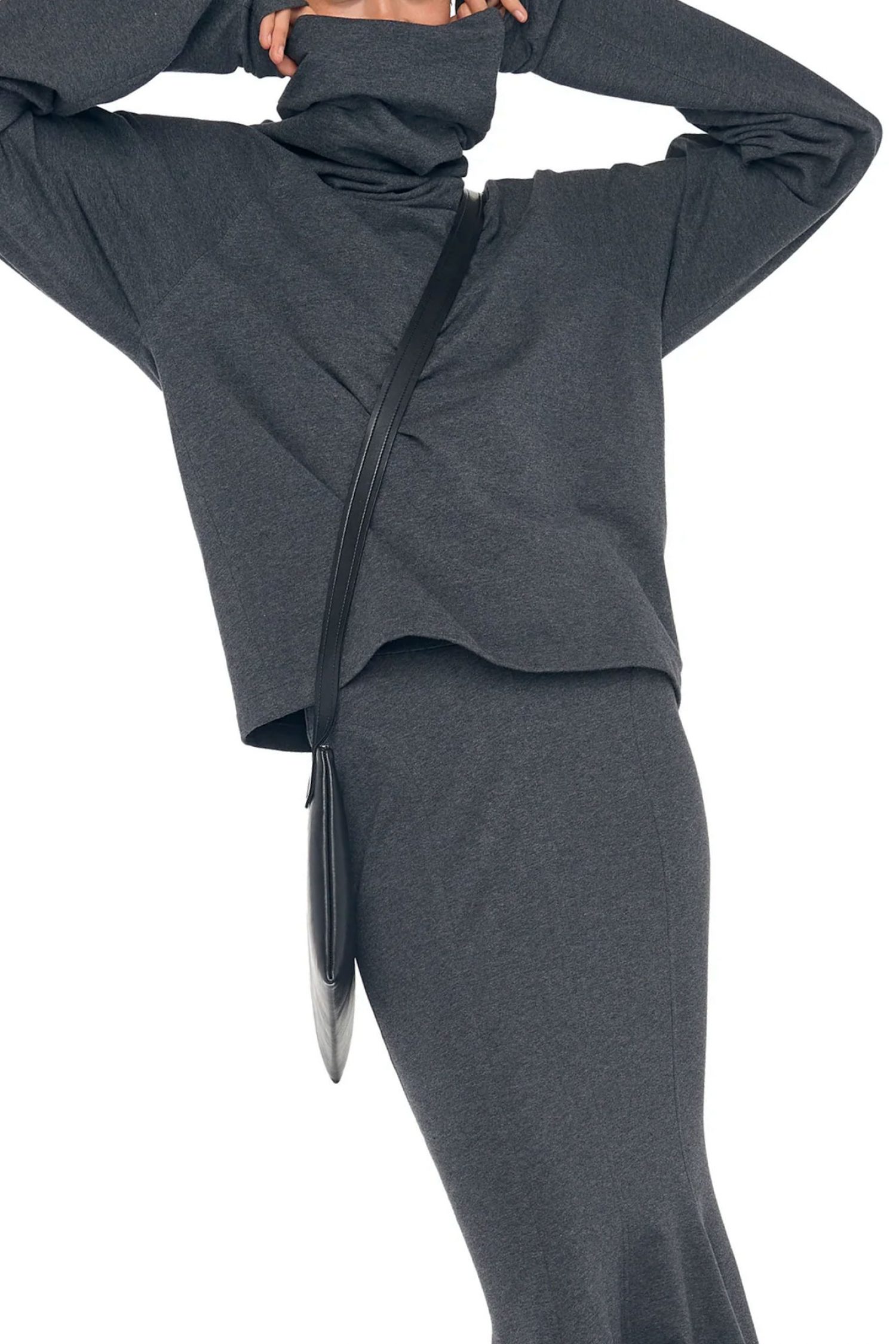 NORMA KAMALI ΦΟΥΤΕΡ OVERSIZED TURTLENECK RAGLAN ΣΚΟΥΡΟ ΓΚΡΙ