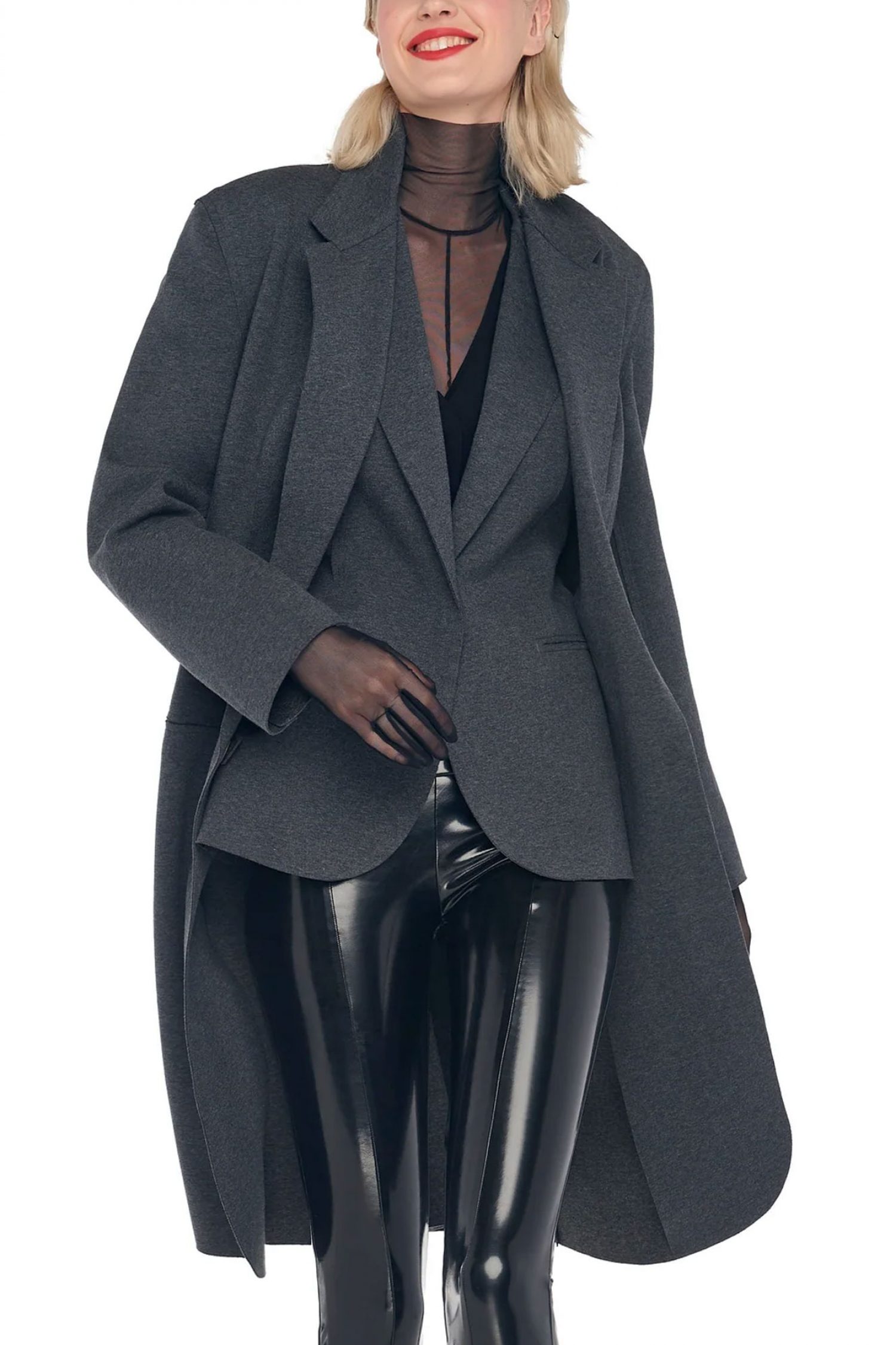 NORMA KAMALI ΠΑΛΤΟ OVERSIZED SINGLE BREASTED ΓΚΡΙ