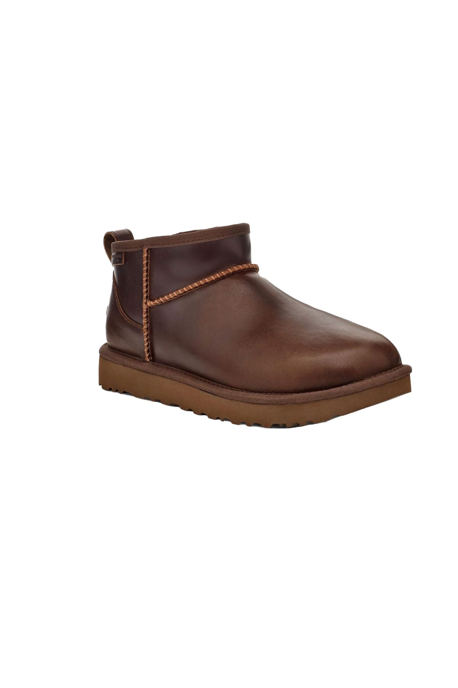 UGG ΠΑΠΟΥΤΣΙΑ ΜΠΟΤΑΚΙA CLASSIC ULTRA MINI LTHR REGEN LOGO KAΦΕ ΣΚΟΥΡΟ