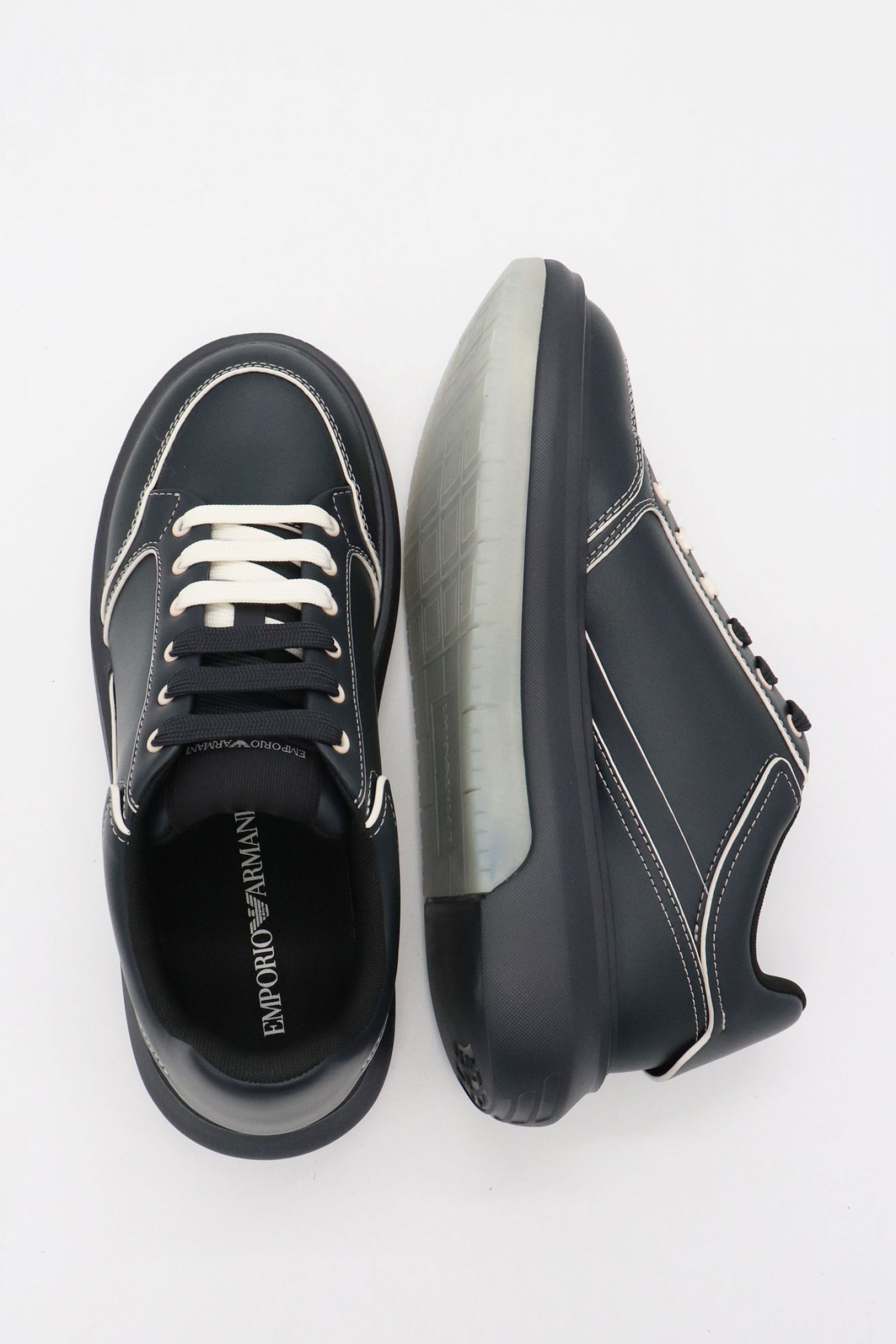 EMPORIO ARMANI ΠΑΠΟΥΤΣΙΑ SNEAKERS LOGO ΜΠΛΕ φωτογραφία